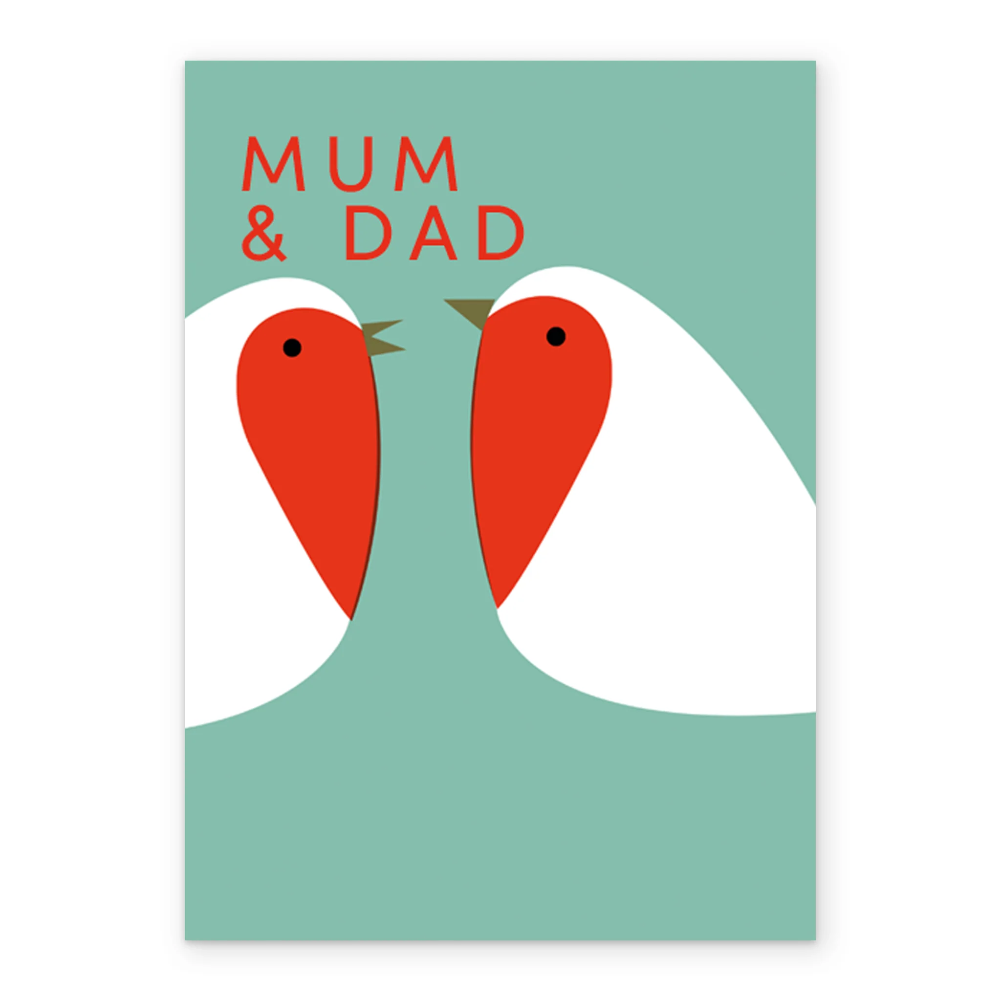 Personalised Mum & Dad Robins Heart Modern Christmas Card - Image 2