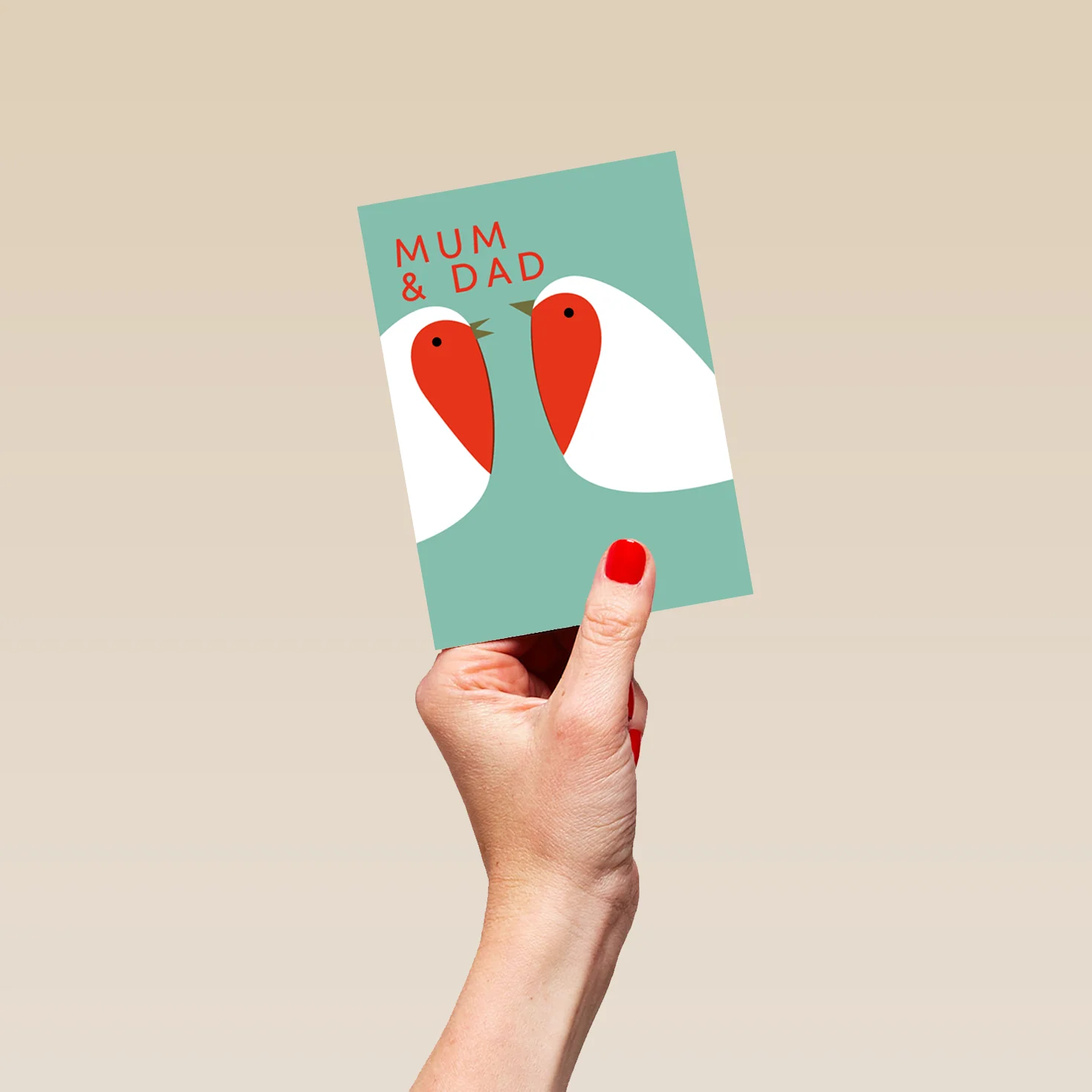Personalised Mum & Dad Robins Heart Modern Christmas Card - Image 4