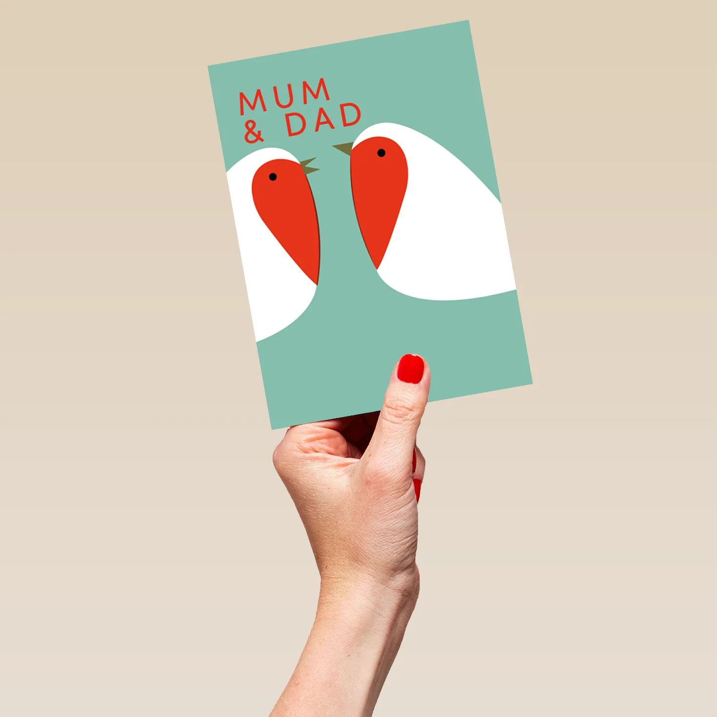 Personalised Mum & Dad Robins Heart Modern Christmas Card - Image 5