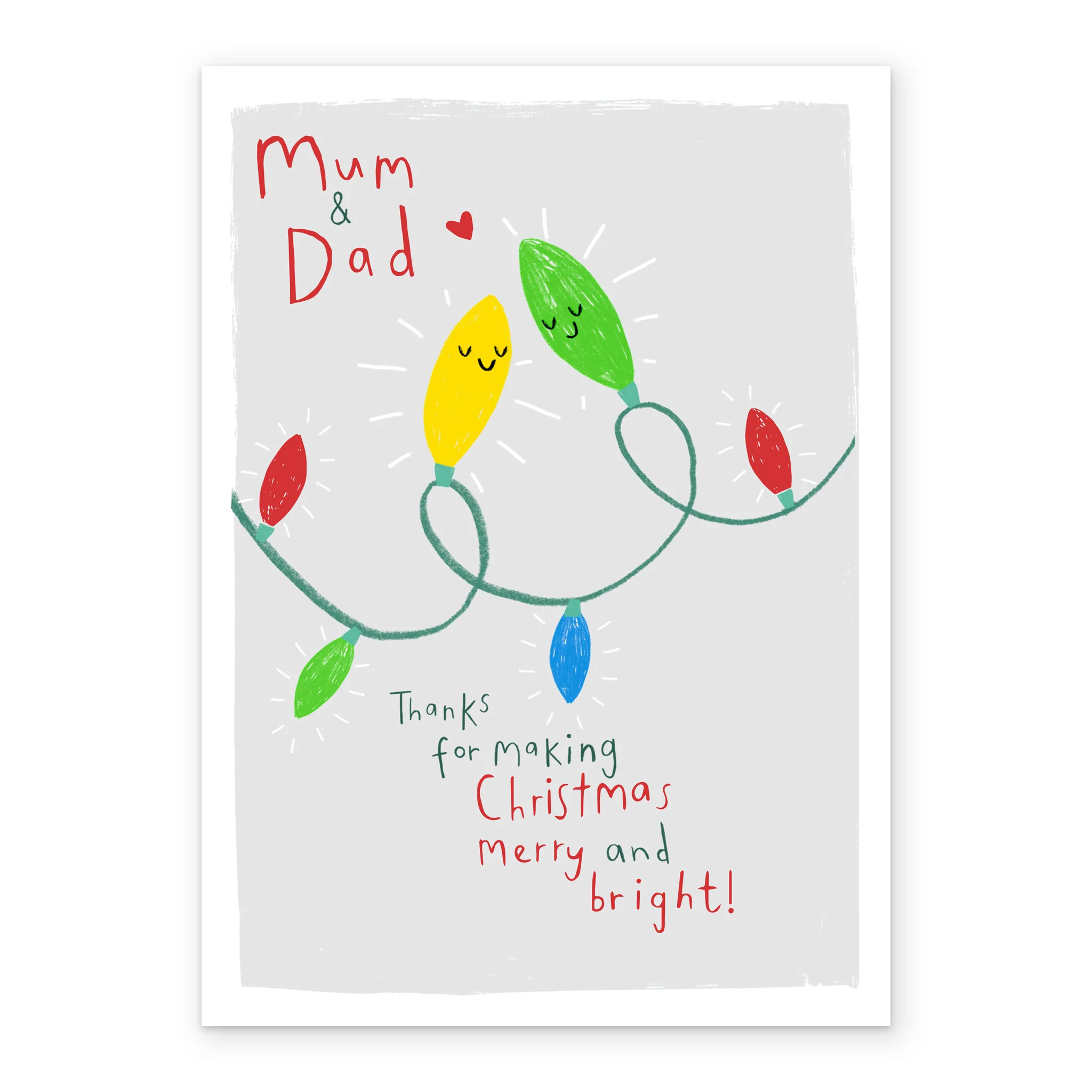 Personalised Mum & Dad Tree Lights Christmas Card - Image 2