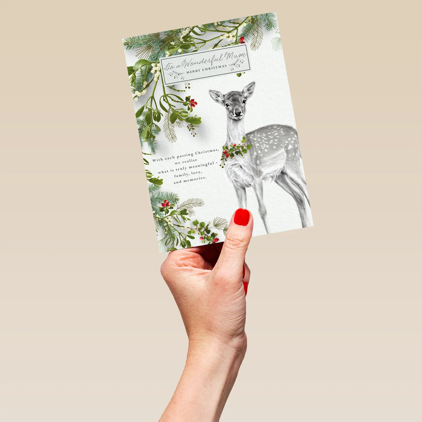 Personalised Mum Deer Heartfelt Verse Christmas Card - Image 5
