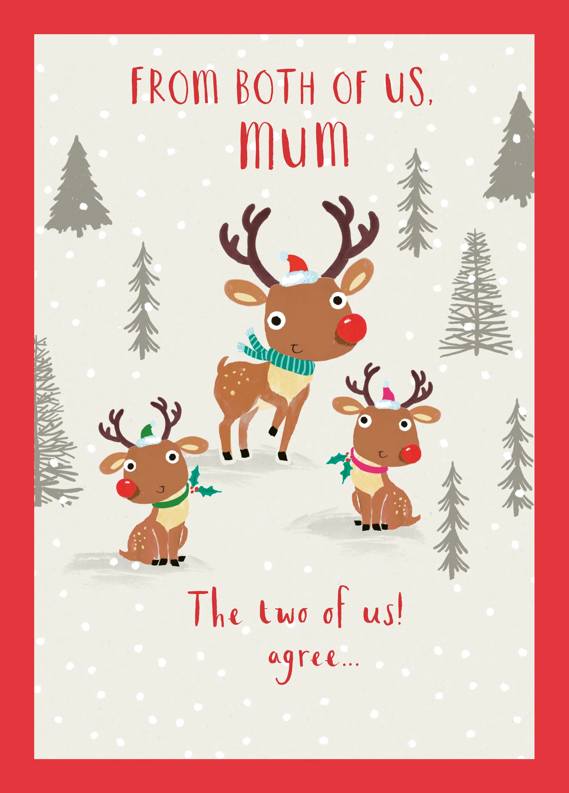 Personalised Mum From Both Of Us Reindeer Christmas Card