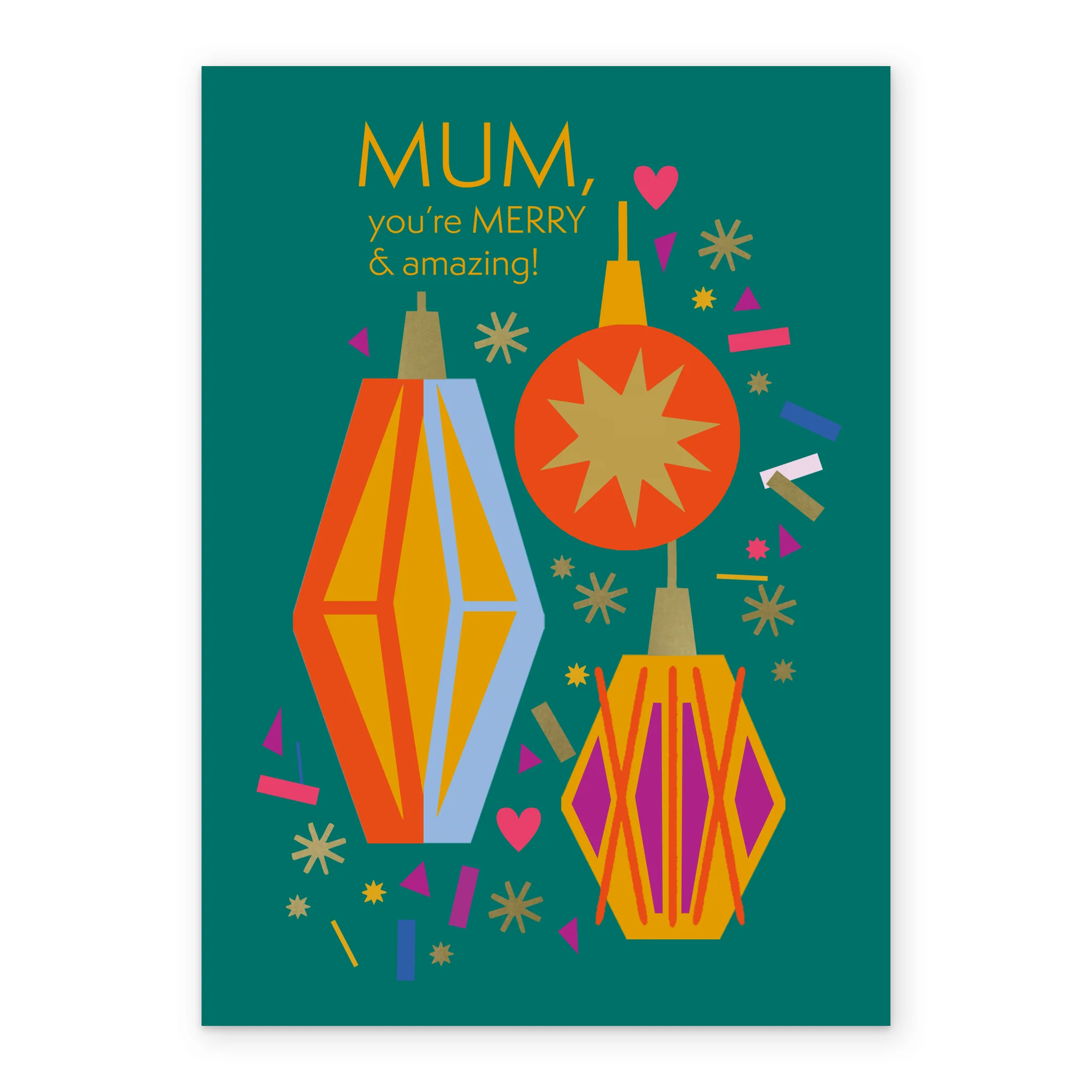 Personalised Mum Fun Retro Colourful Baubles Christmas Card - Image 2