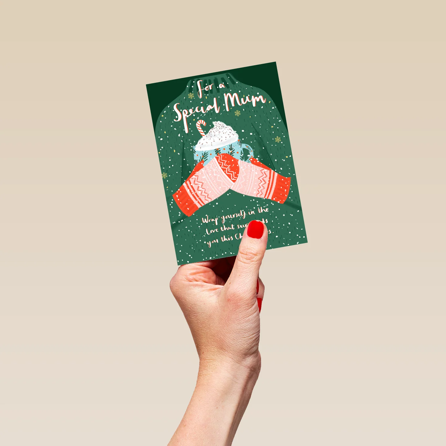 Personalised Mum Hot Chocolate Mug Christmas Card - Image 4
