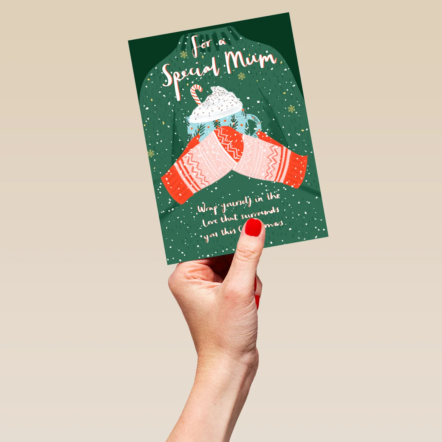Personalised Mum Hot Chocolate Mug Christmas Card - Image 5