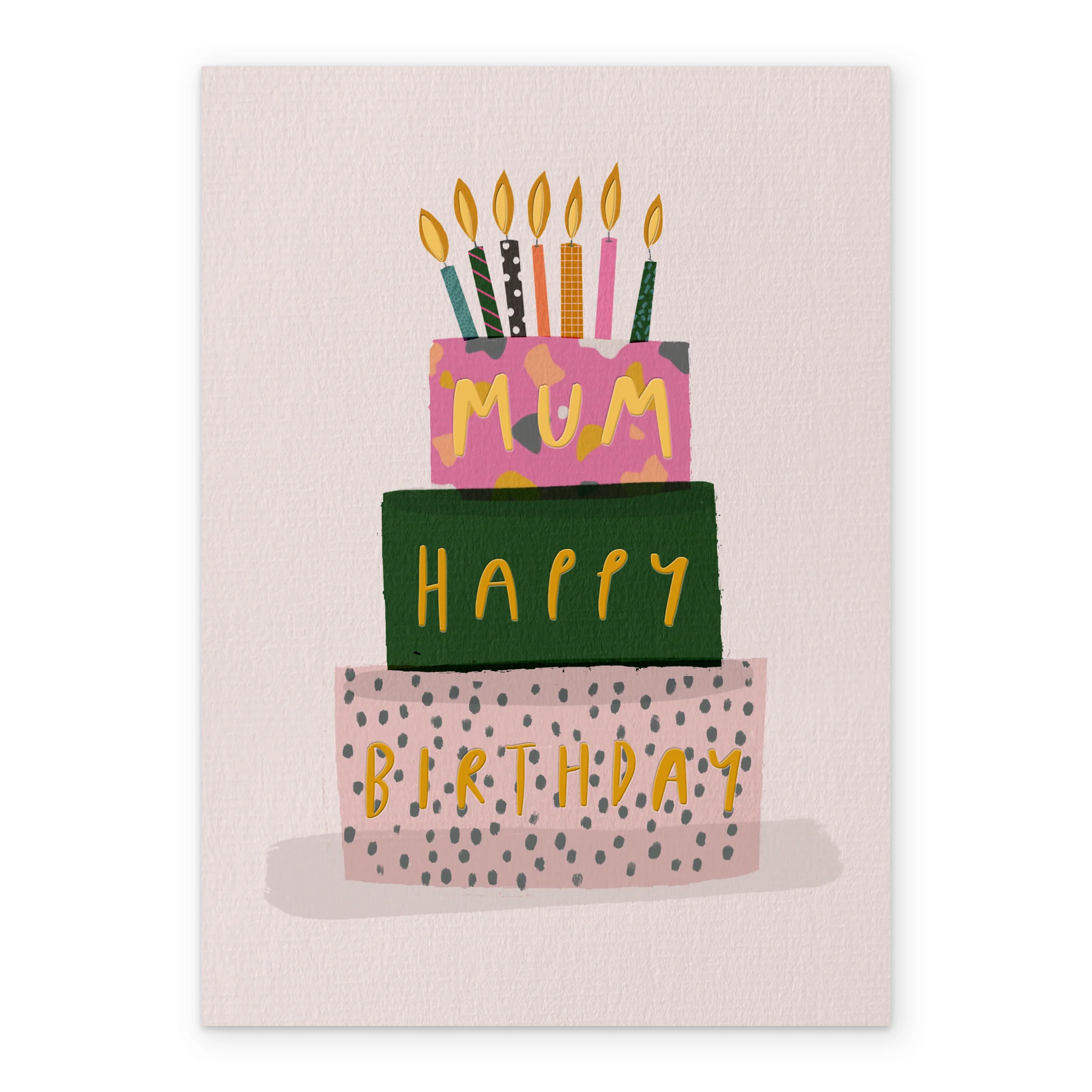 Personalised Mum Pink And Black Cake Birthday Card - Image 2