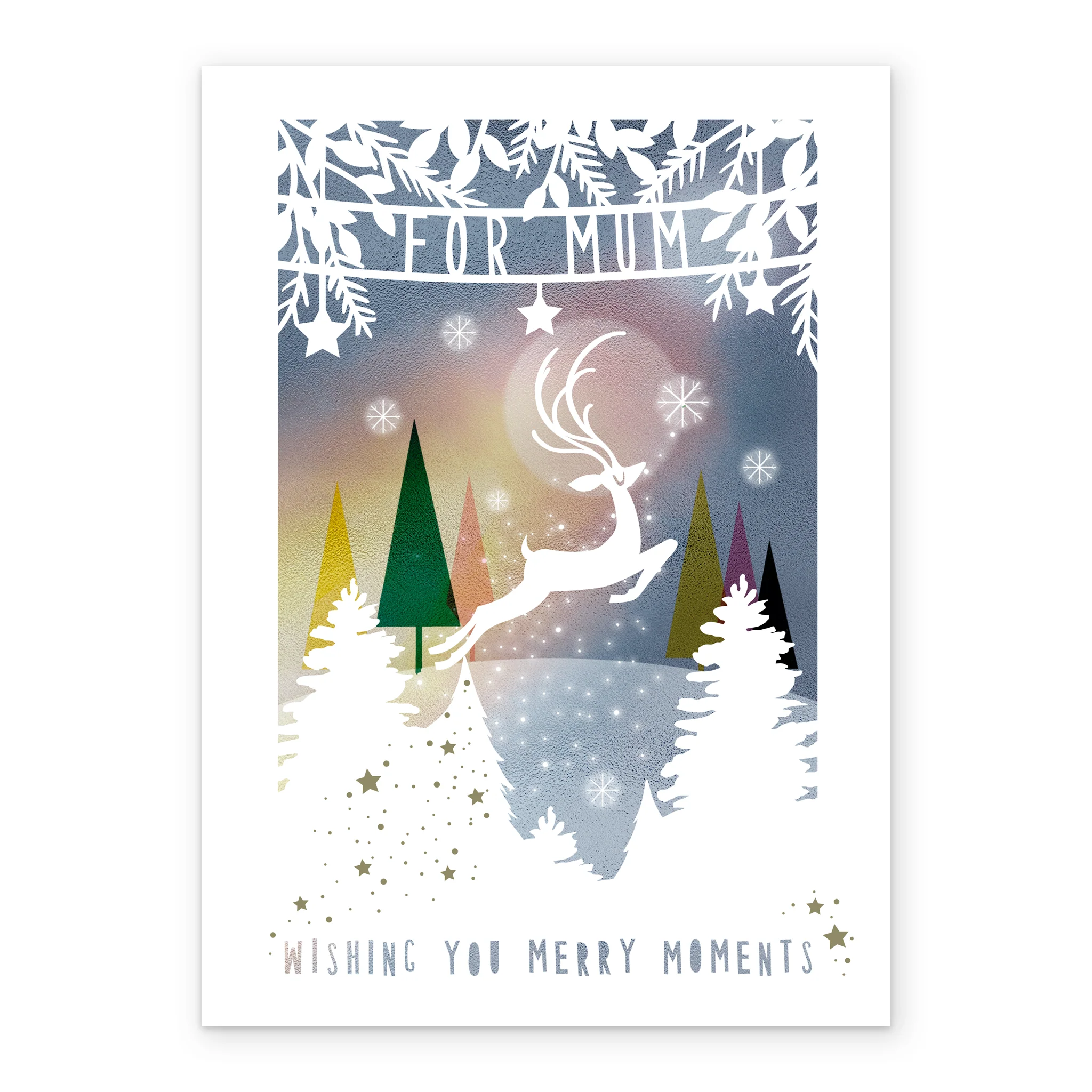 Personalised Mum Reindeer And Snow Christmas Card - Image 2
