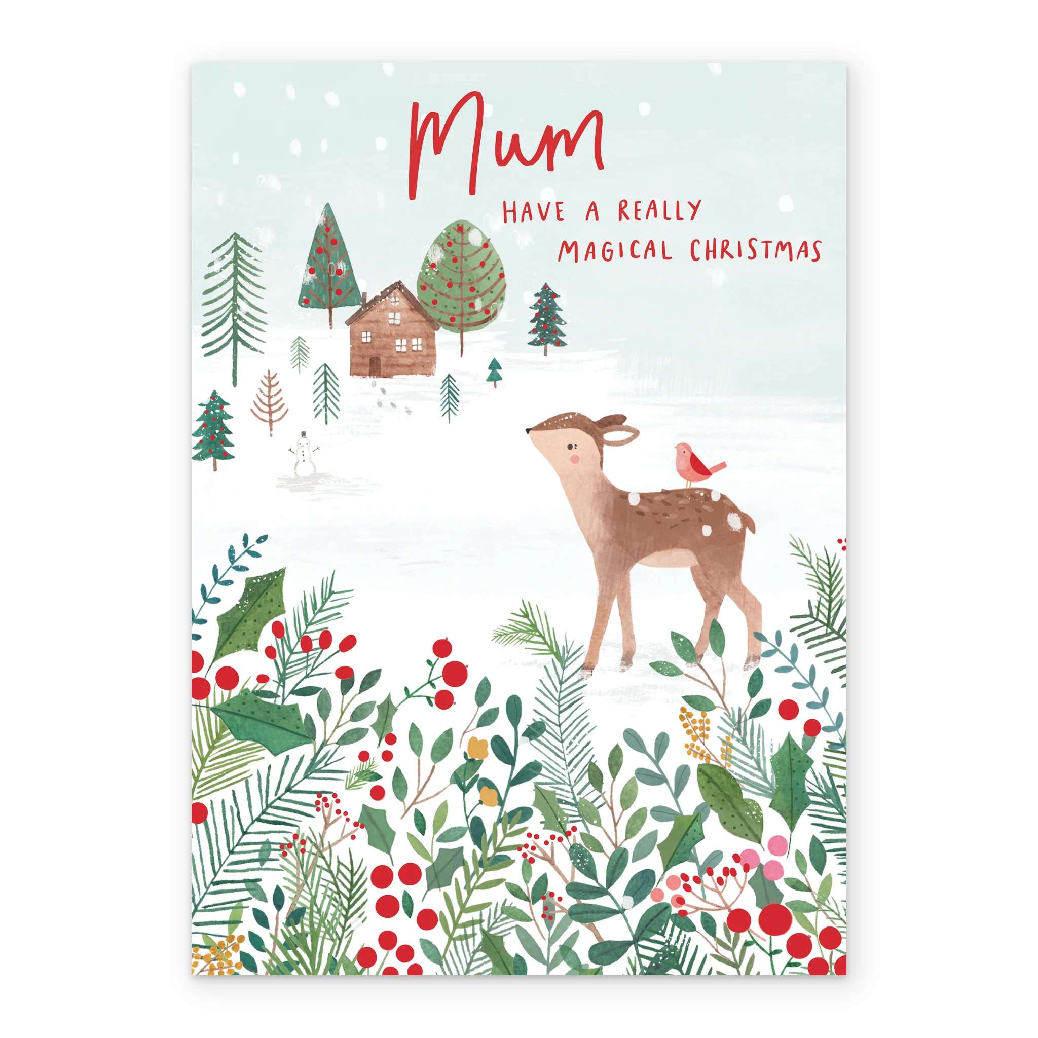 Personalised Mum Reindeer & Snow Christmas Card - Image 2