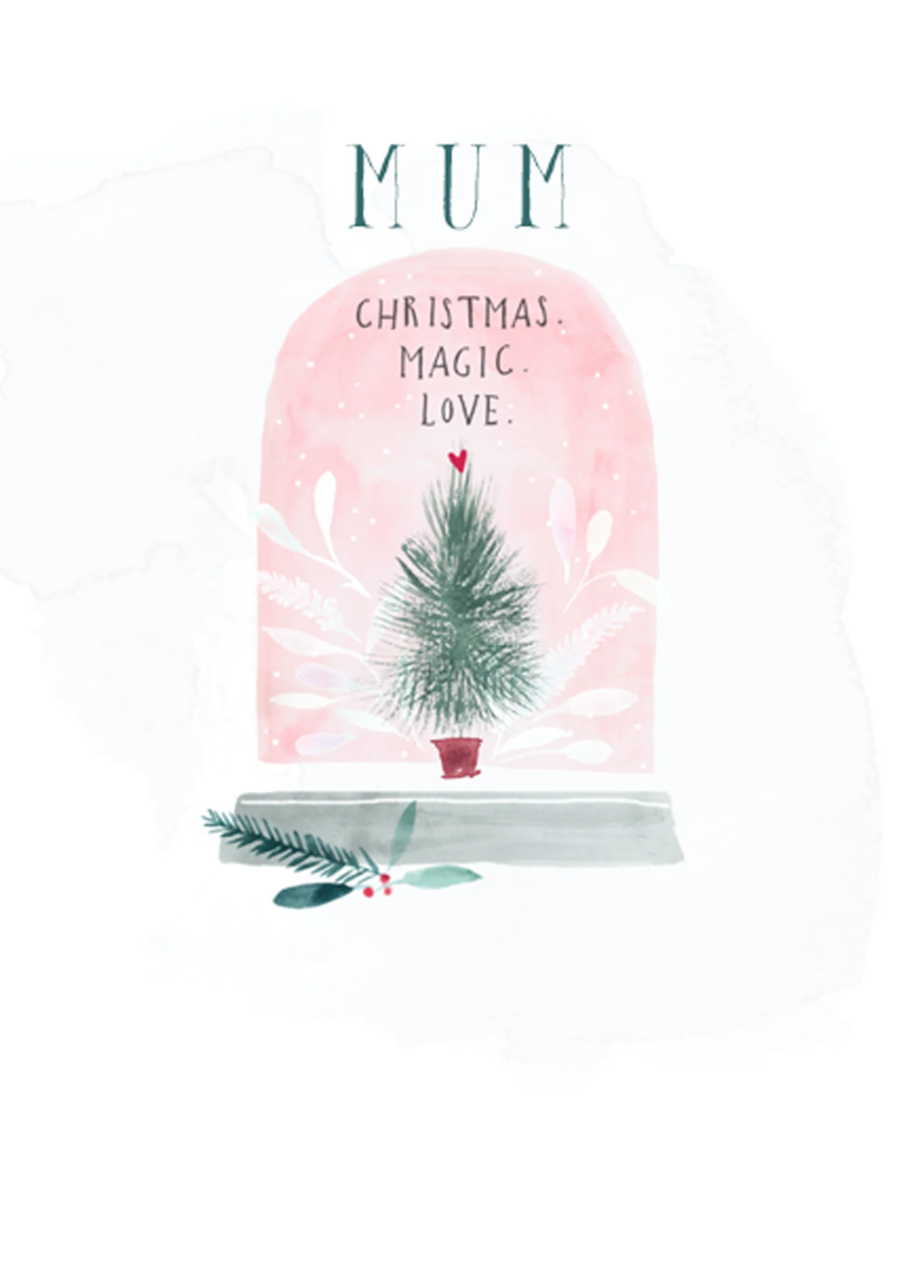Personalised Mum Tree And Snowglobe Contemporary Christmas Card