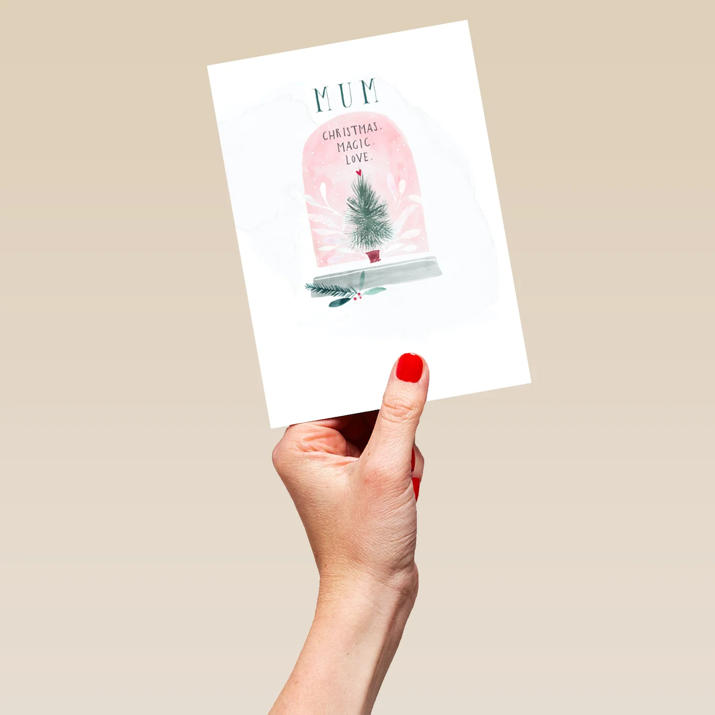 Personalised Mum Tree And Snowglobe Contemporary Christmas Card - Image 5