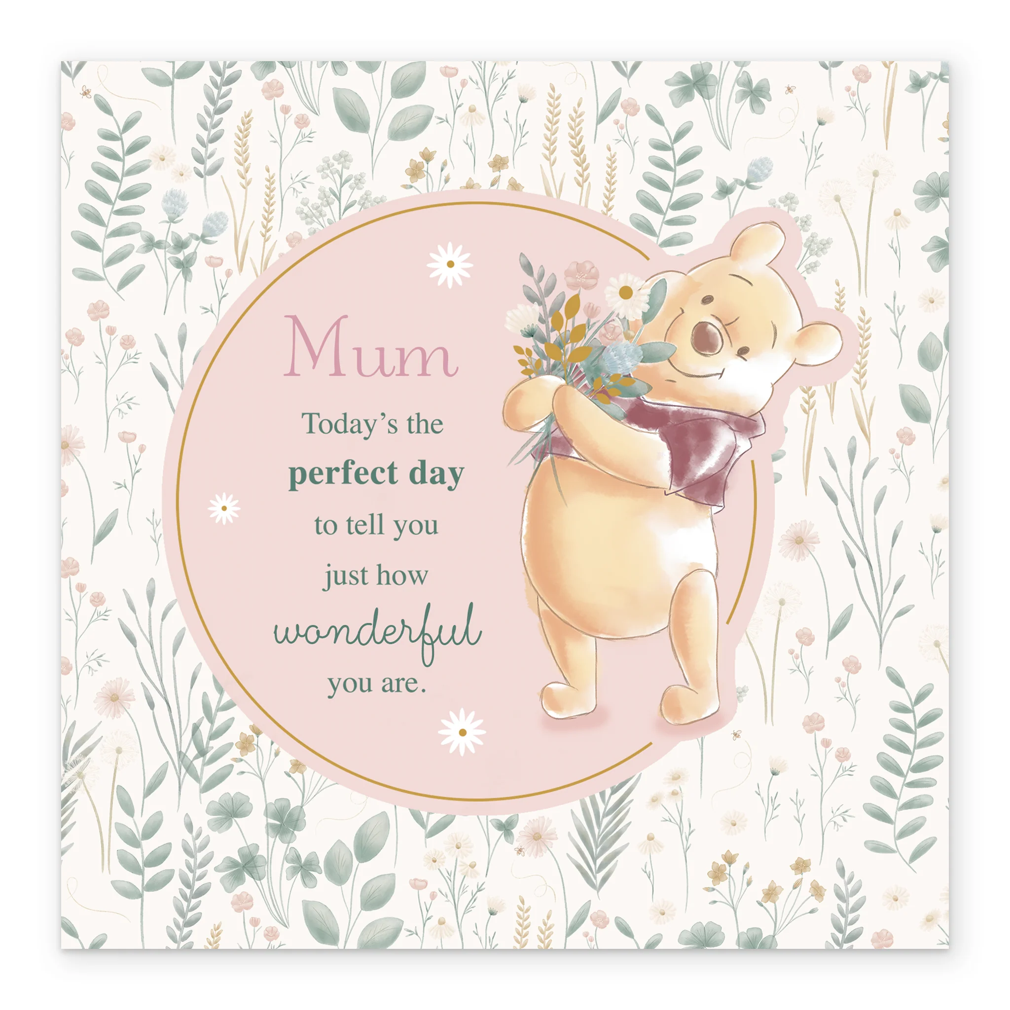 Personalised Mum White Floral Winnie the Pooh Birthday Card - Image 2