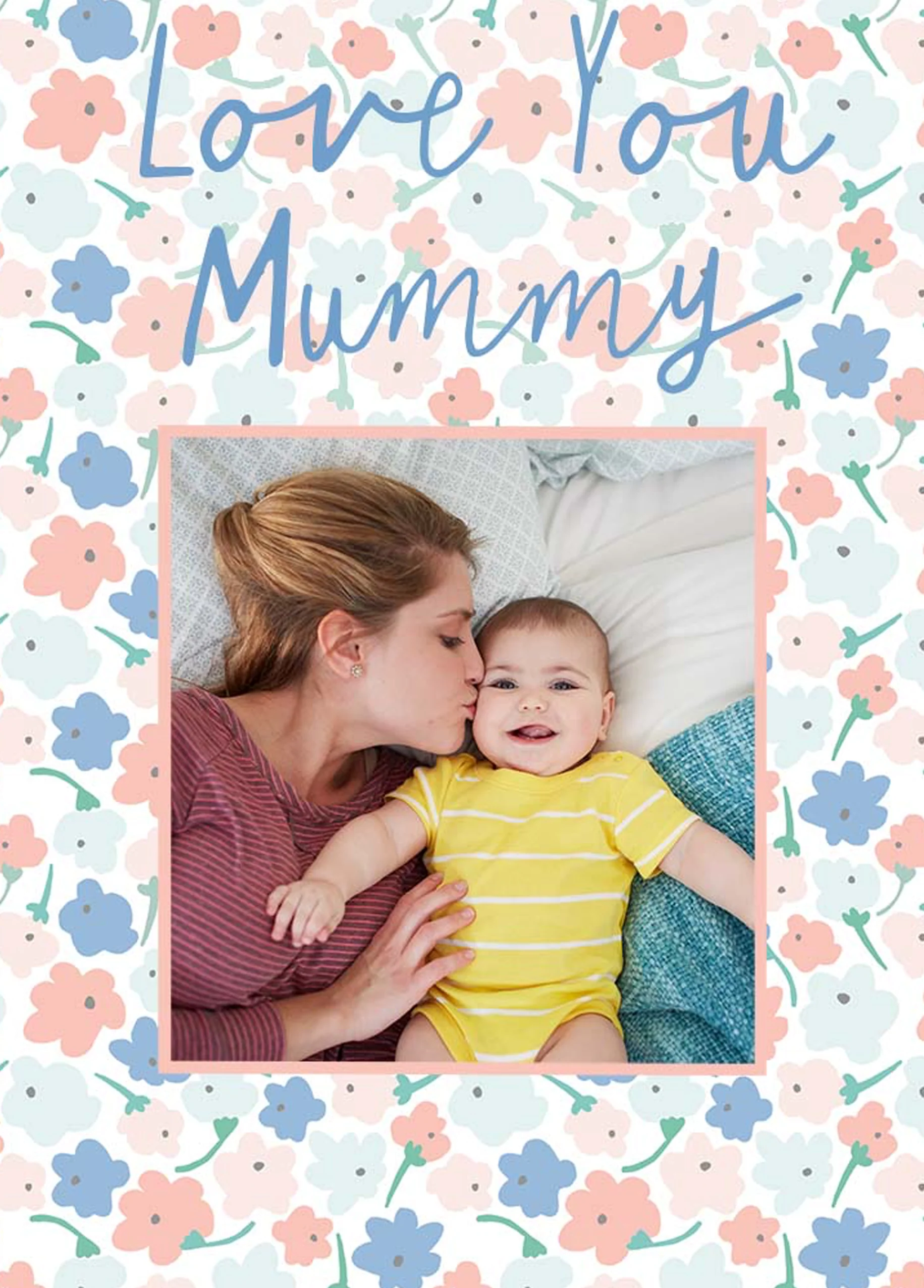 Personalised Mummy Colourful Floral Photo Card