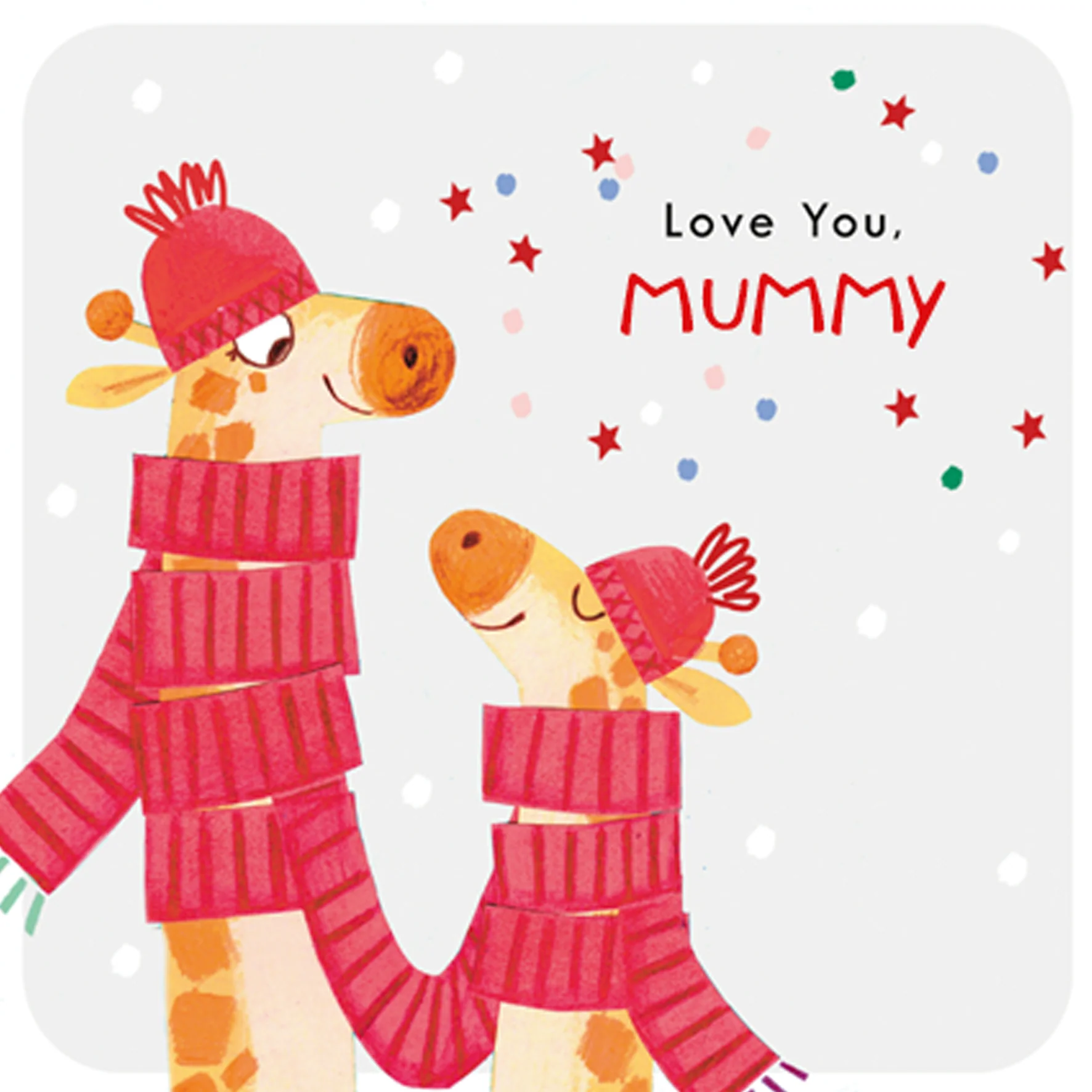 Personalised Mummy Cute Giraffes In Scarves Christmas Card