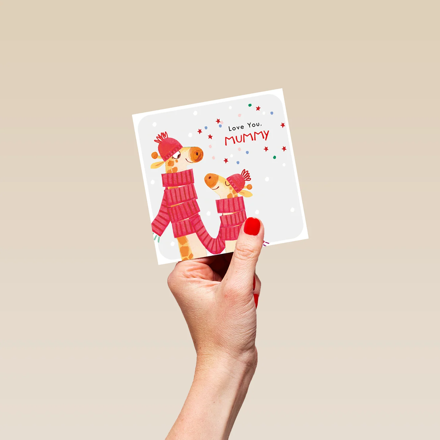 Personalised Mummy Cute Giraffes In Scarves Christmas Card - Image 4