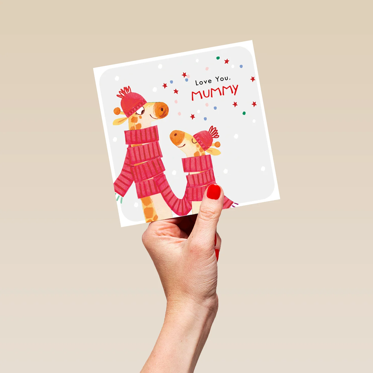 Personalised Mummy Cute Giraffes In Scarves Christmas Card - Image 5