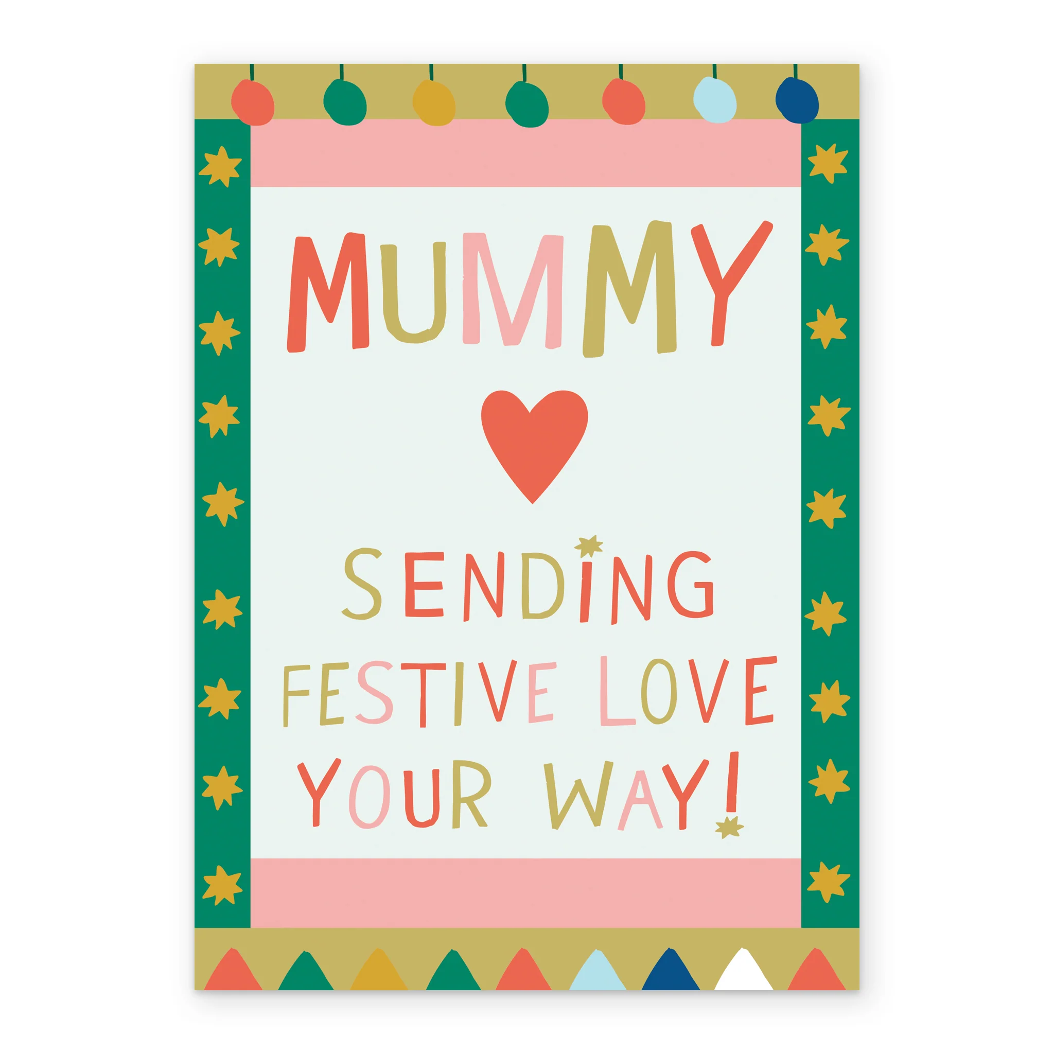 Personalised Mummy Festive Love Text Colourful Kids Christmas Card - Image 2