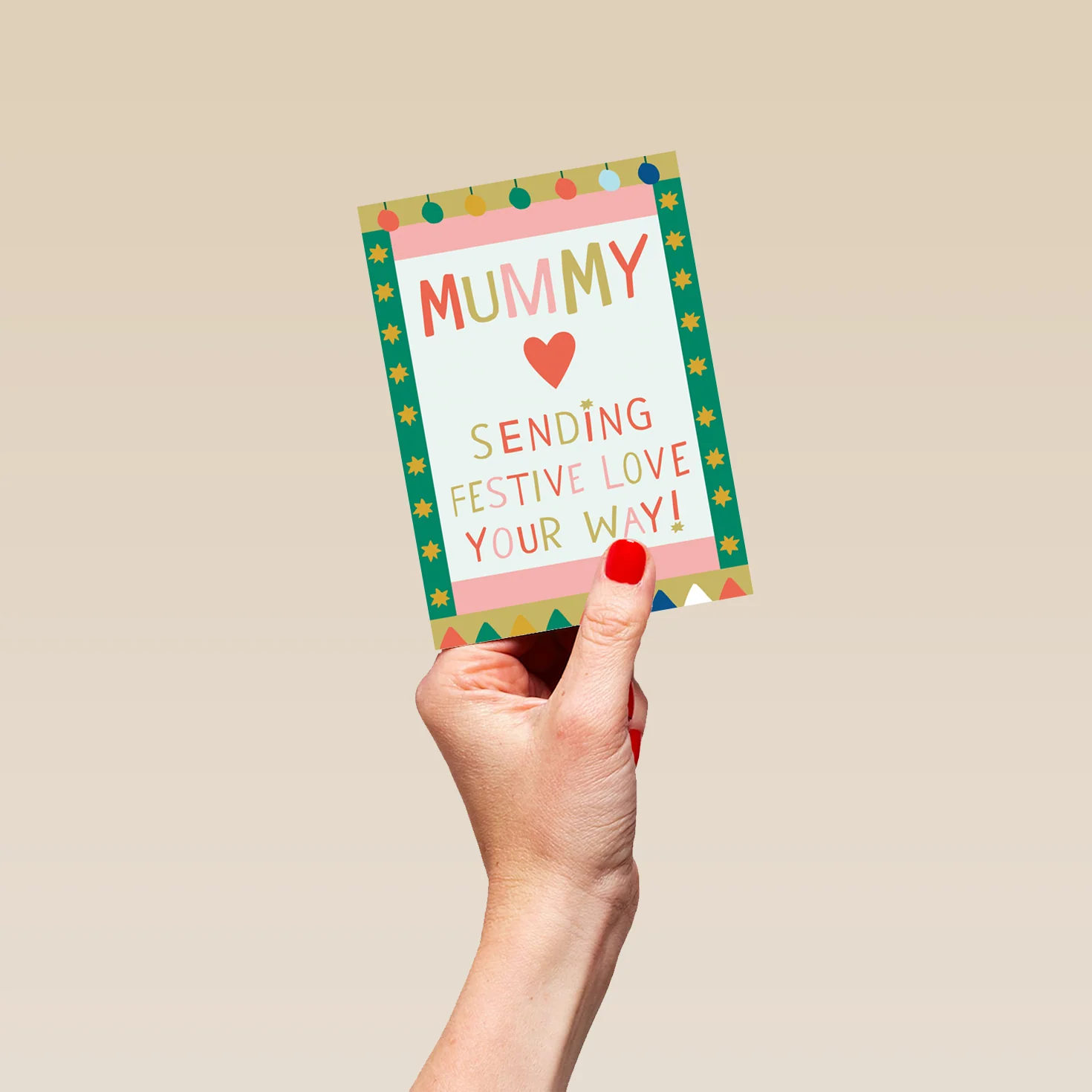Personalised Mummy Festive Love Text Colourful Kids Christmas Card - Image 4