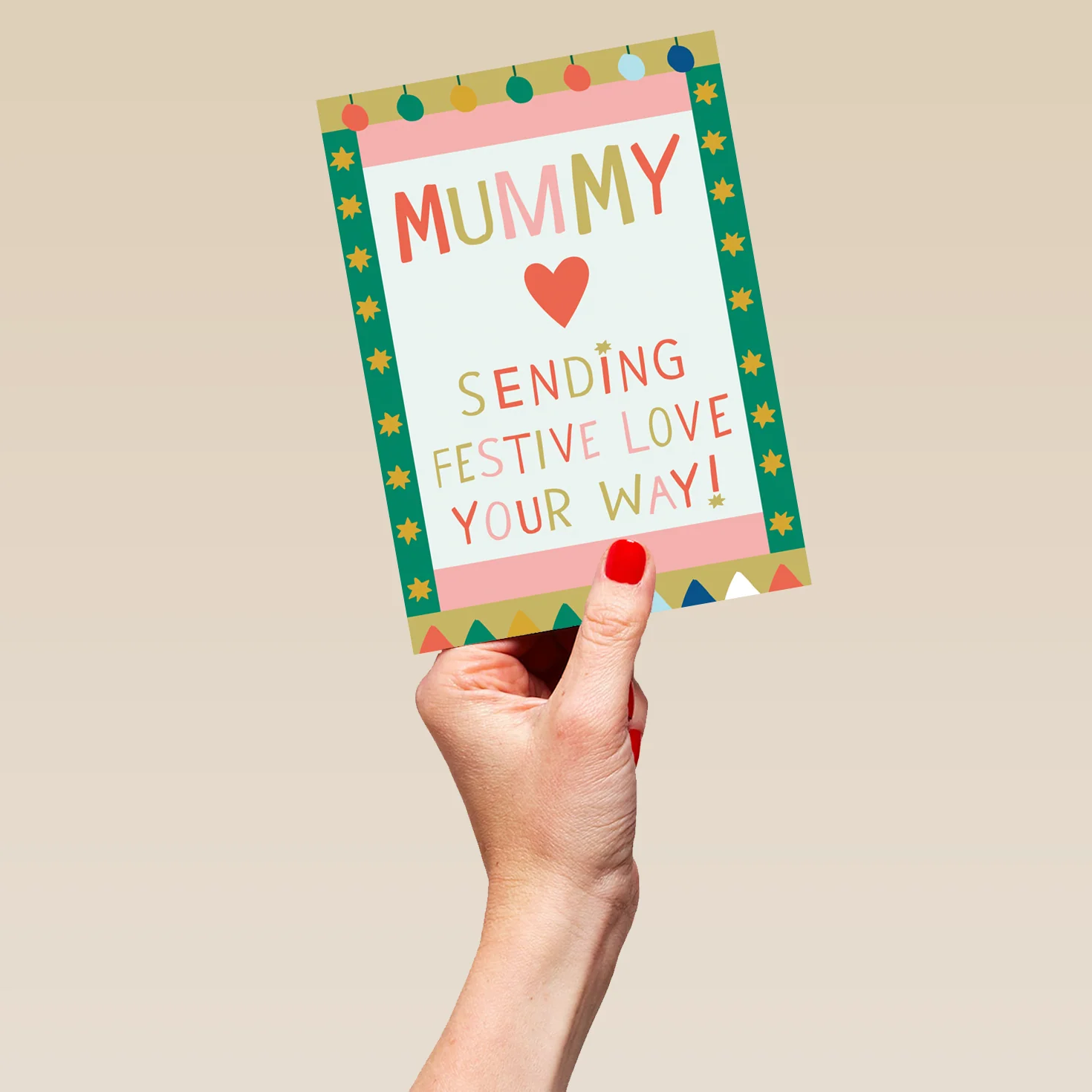 Personalised Mummy Festive Love Text Colourful Kids Christmas Card - Image 5