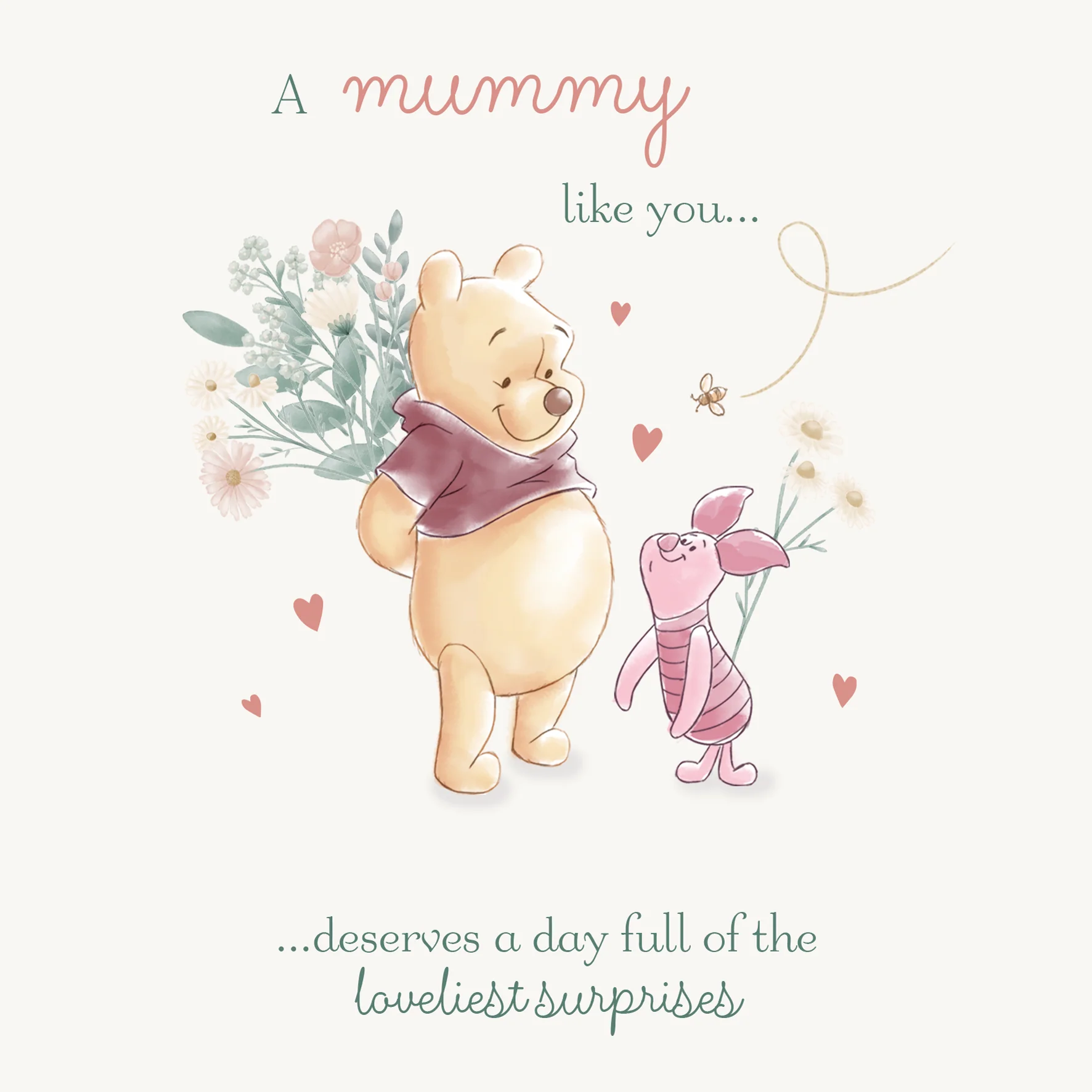 Personalised Mummy Winnie the Pooh & Piglet Birthday Card