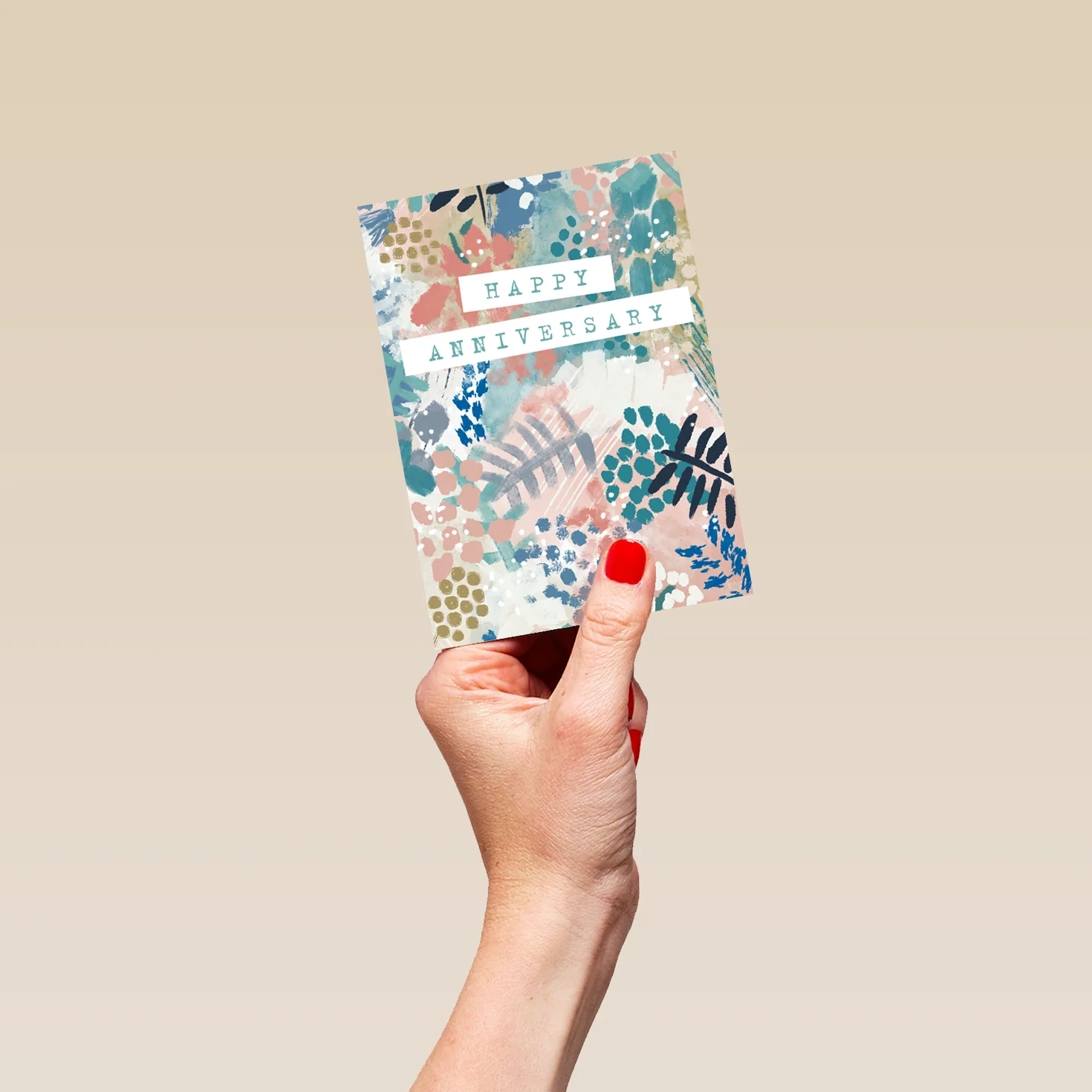 Personalised Muted Abstract Floral Anniversary Card - Image 4
