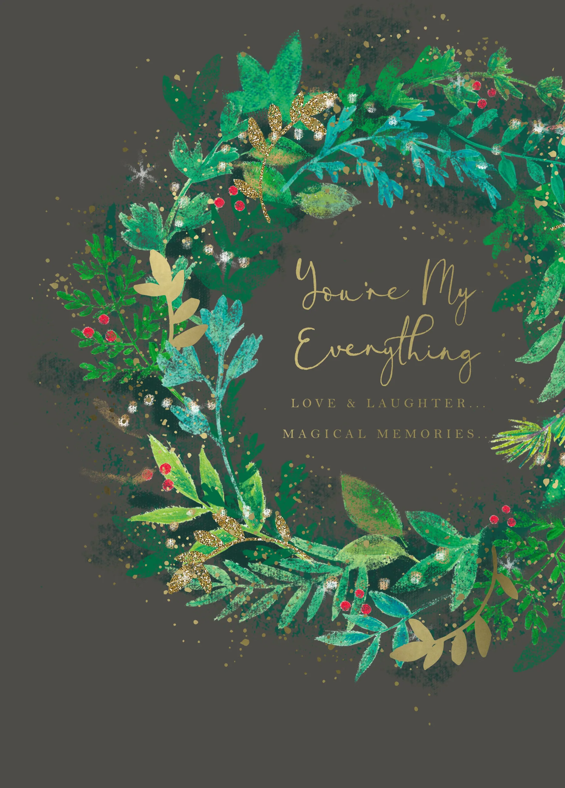 Personalised My Everything Traditional Festive Wreath Christmas Card