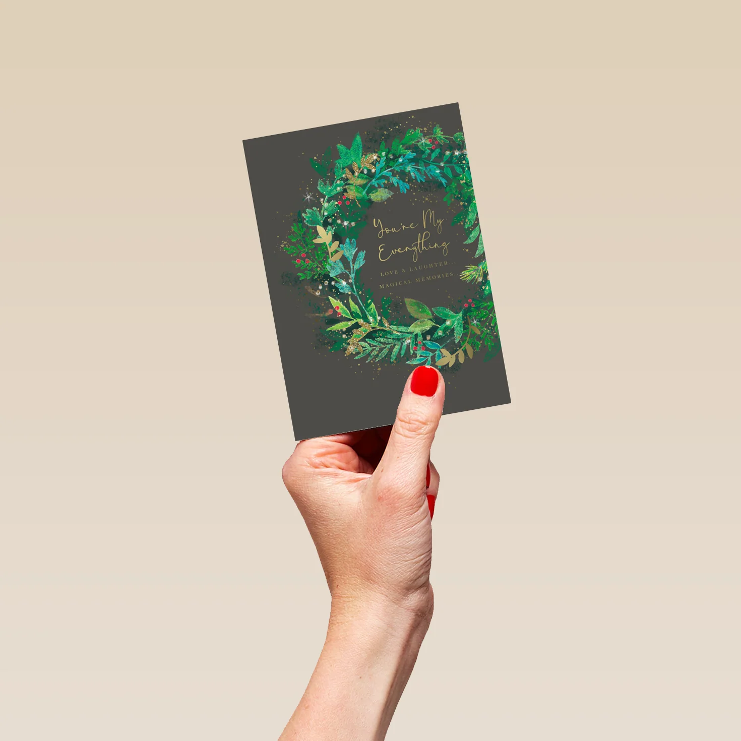 Personalised My Everything Traditional Festive Wreath Christmas Card - Image 4