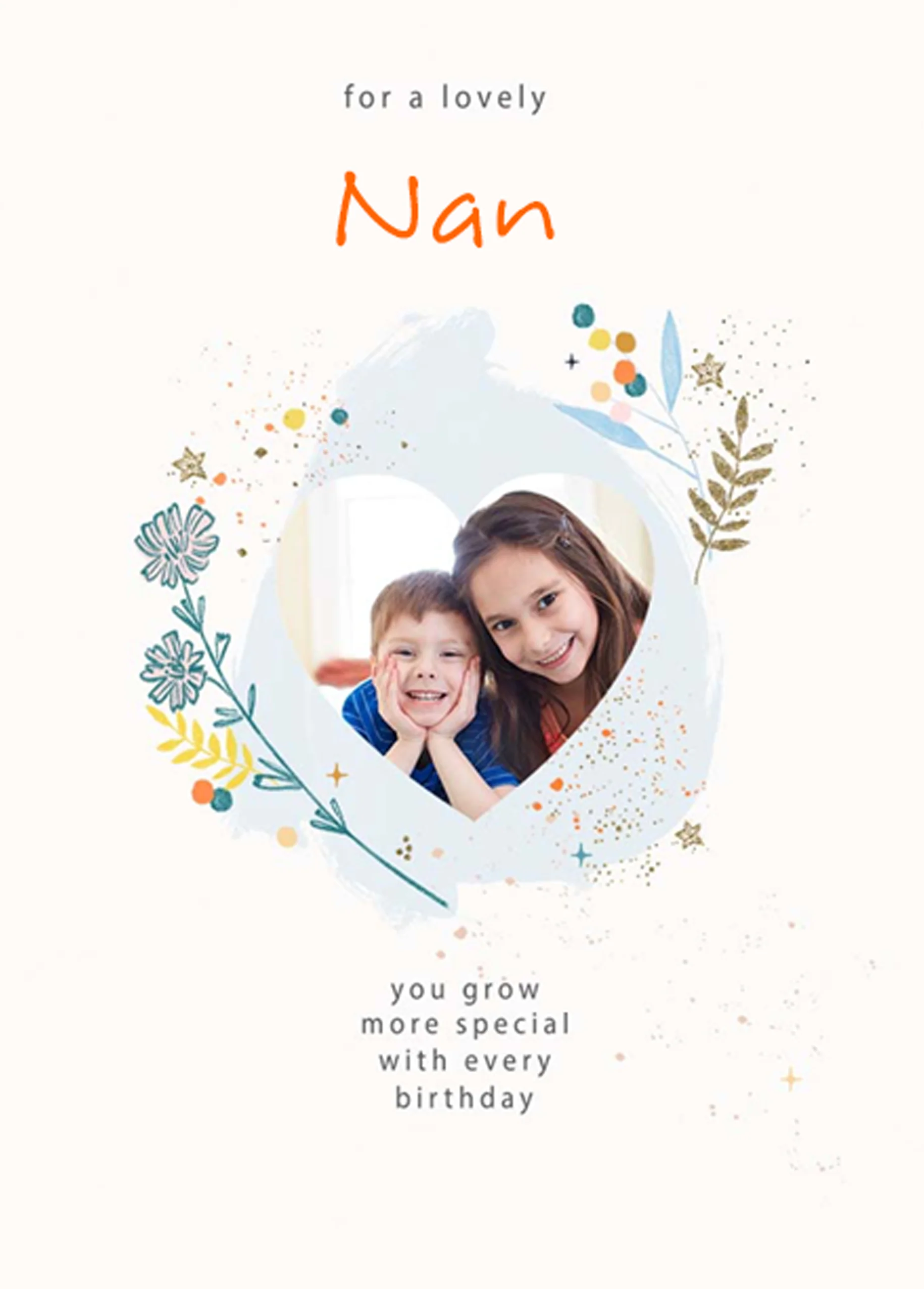 Personalised Nan Classic Heart Verse Photo Card