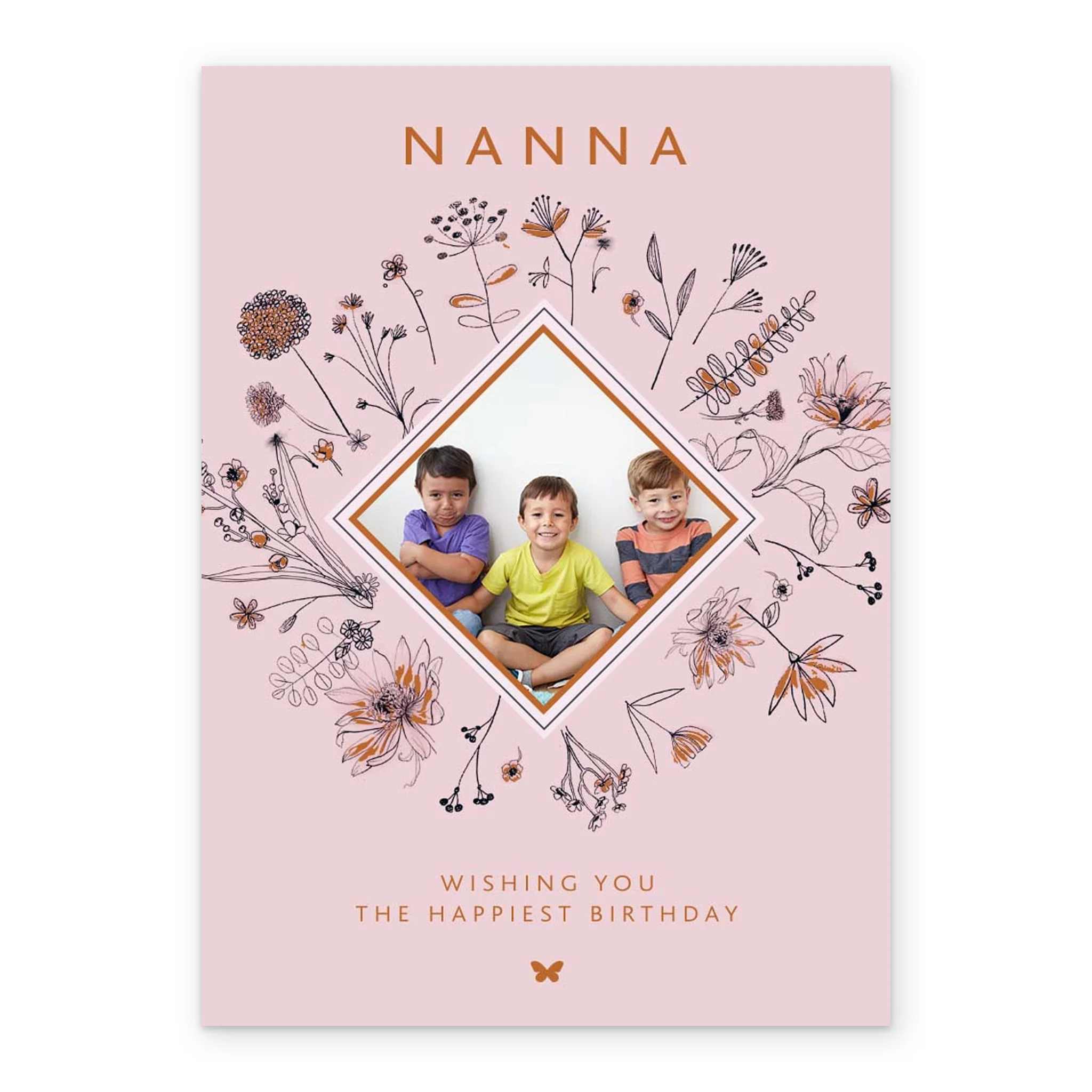 Personalised Nanna Traditional Flowers Photo Card - Image 2