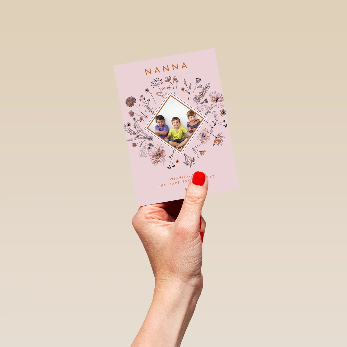 Personalised Nanna Traditional Flowers Photo Card - Image 4