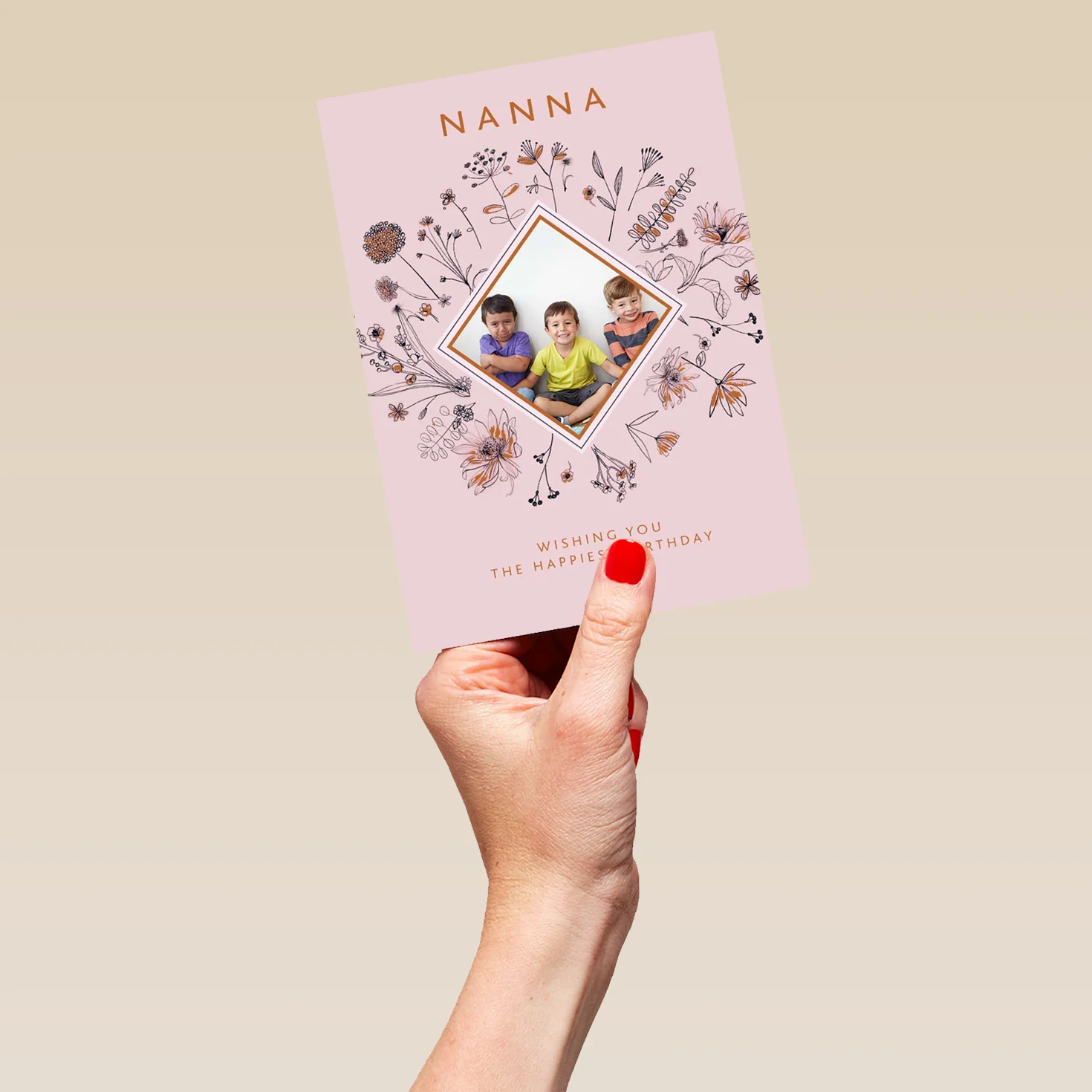 Personalised Nanna Traditional Flowers Photo Card - Image 5