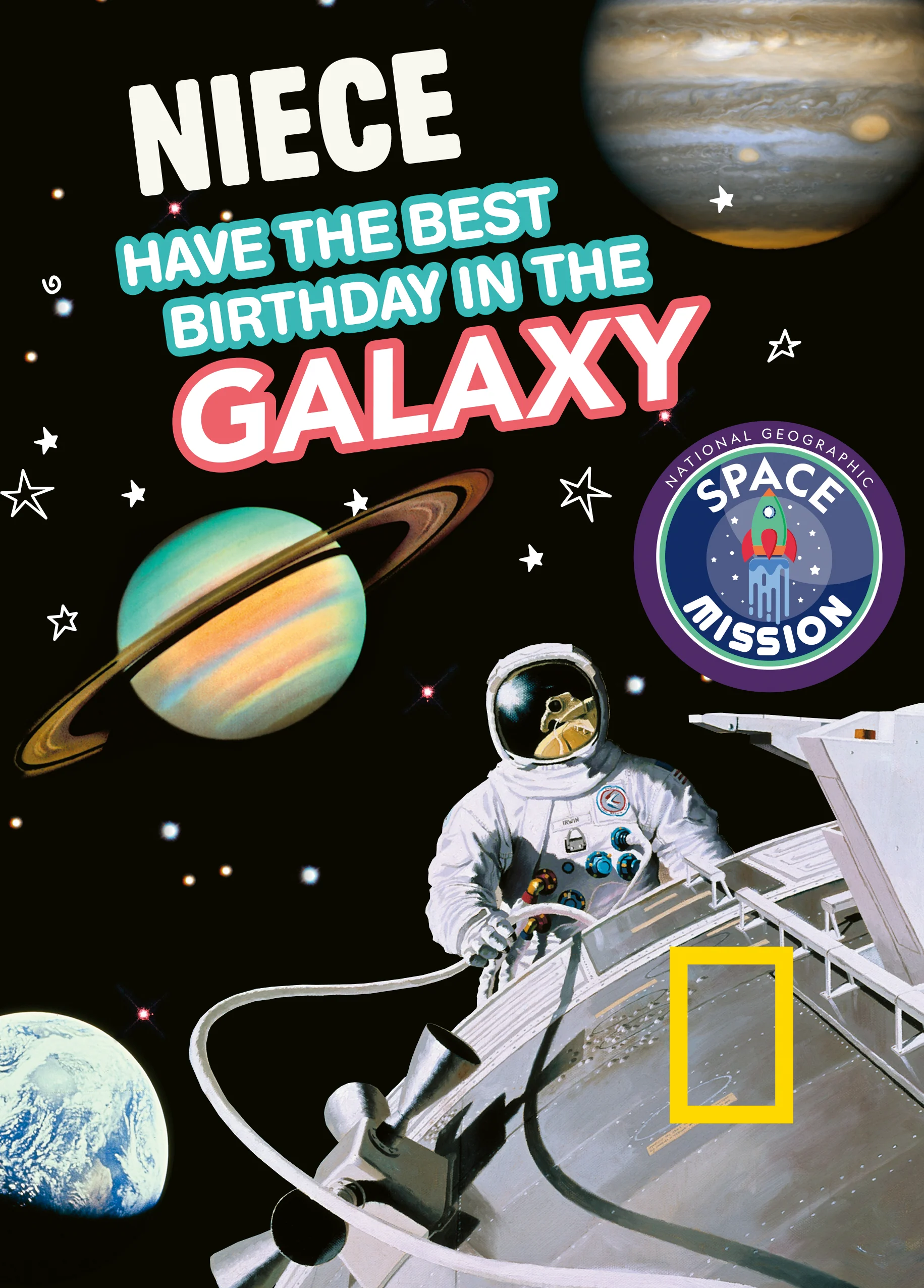 Personalised National Geographic Best in The Galaxy Birthday Card For Niece