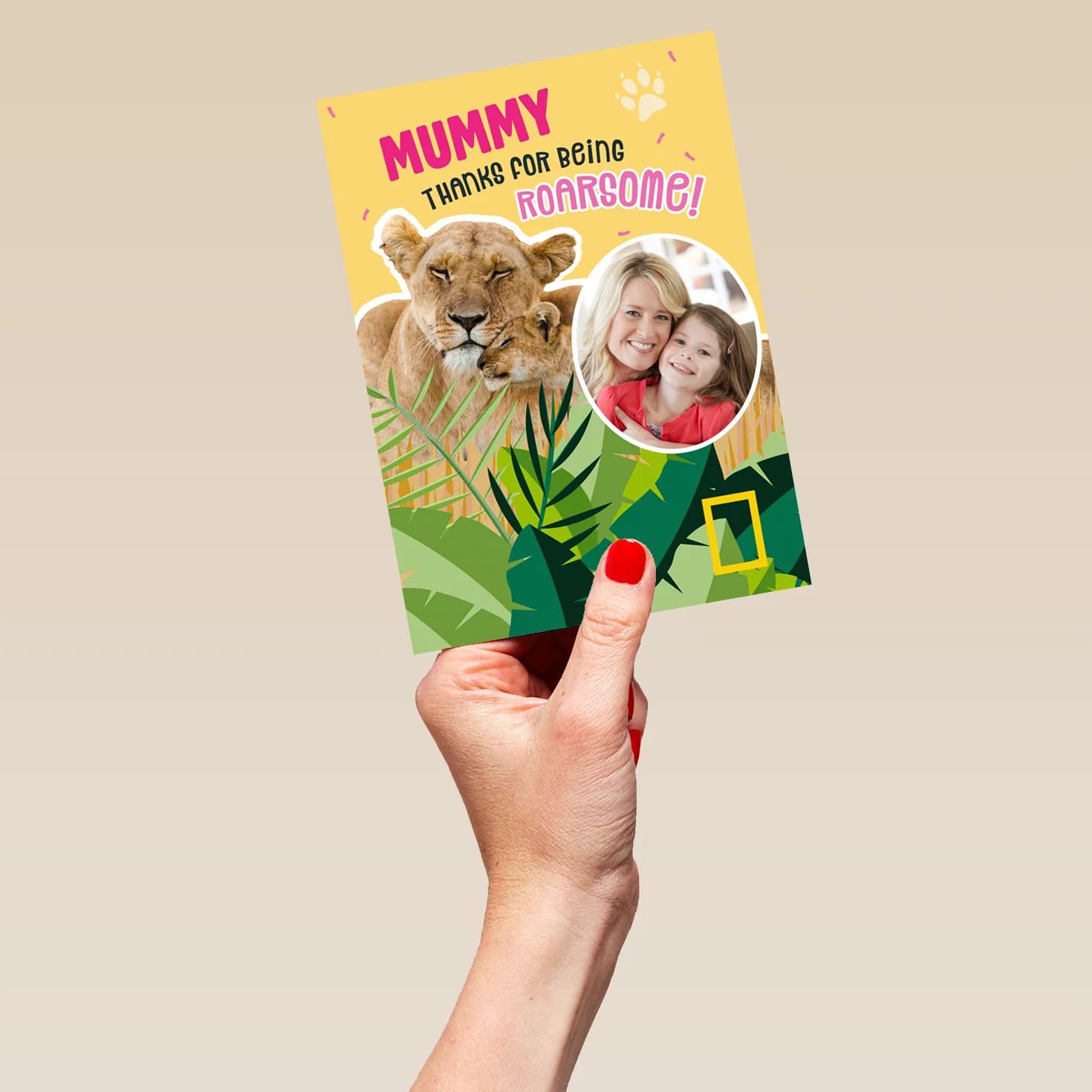 Personalised National Geographic Cute Lioness Photo Upload Mummy Birthday Card - Image 5