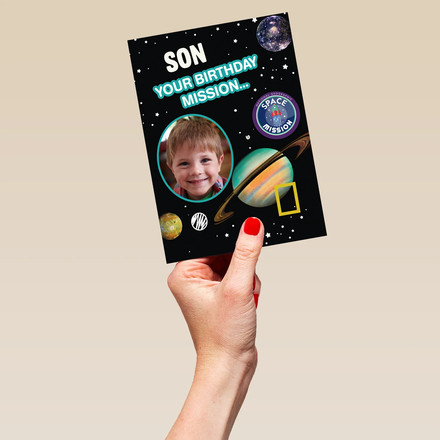 Personalised National Geographic Kids Space Photo Upload Birthday Card for Son - Image 5