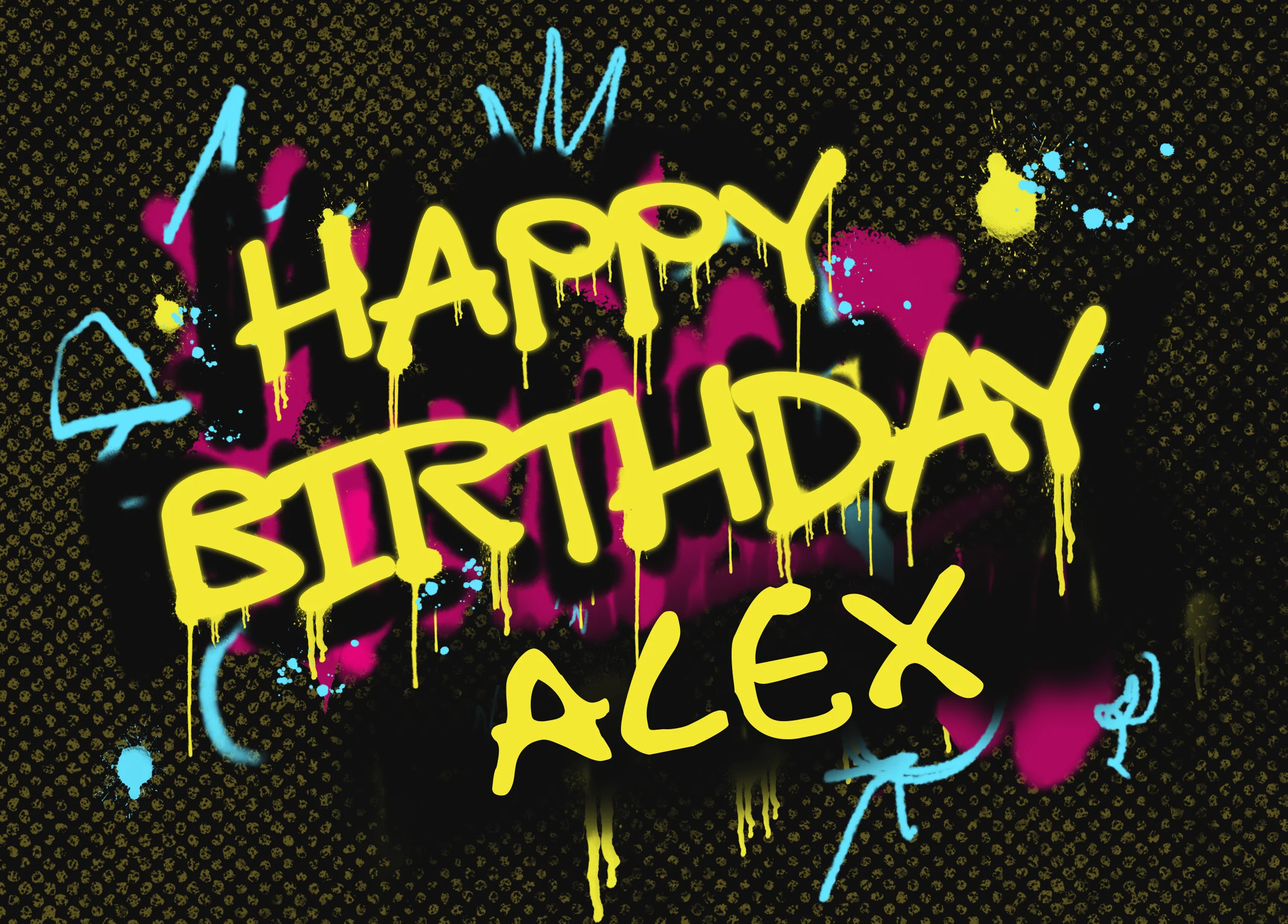 Personalised 'Neon Graffiti' Birthday Card