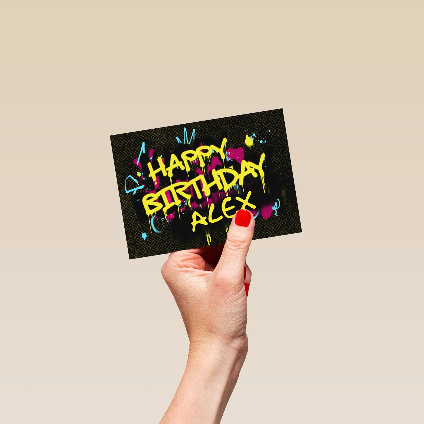 Personalised 'Neon Graffiti' Birthday Card - Image 4