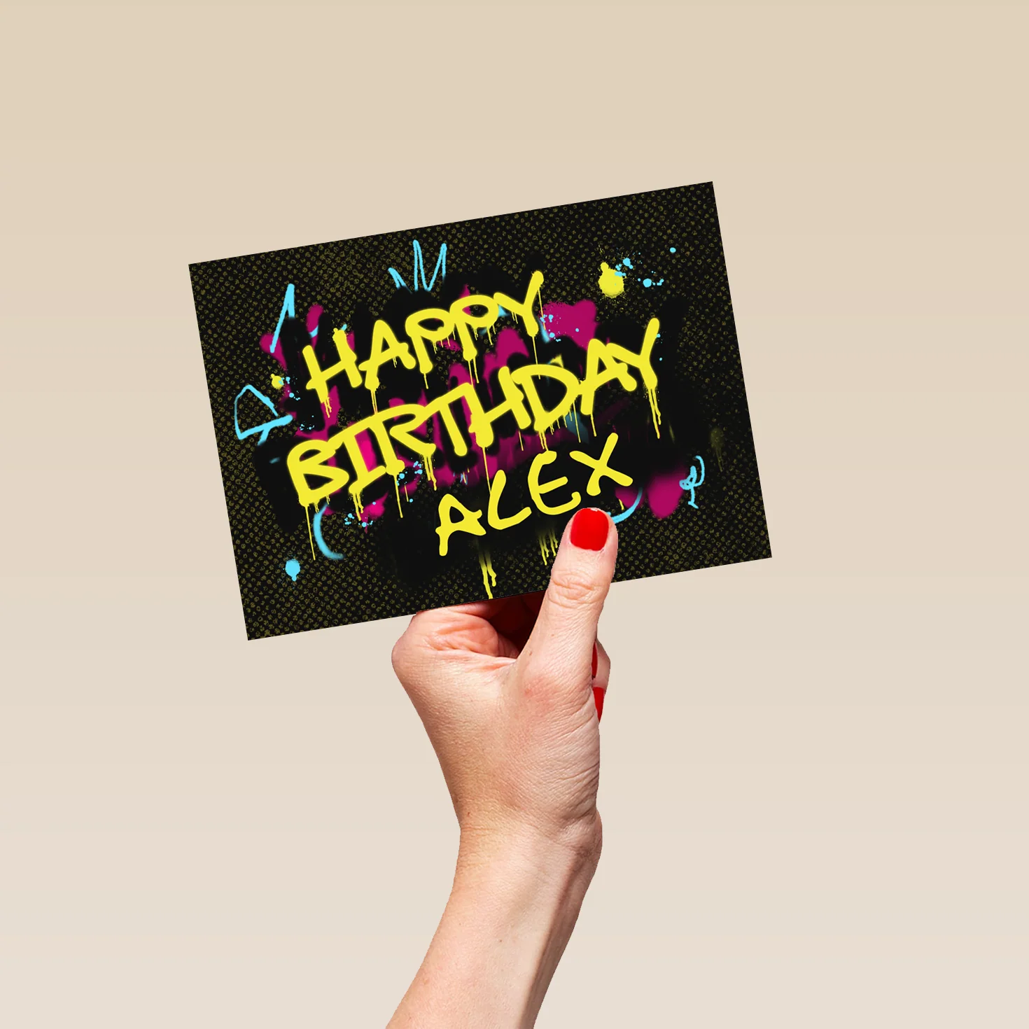 Personalised 'Neon Graffiti' Birthday Card - Image 5