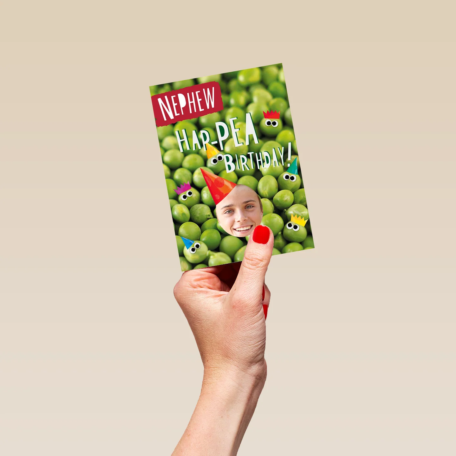 Personalised Nephew Funny Peas Photo Card - Image 4