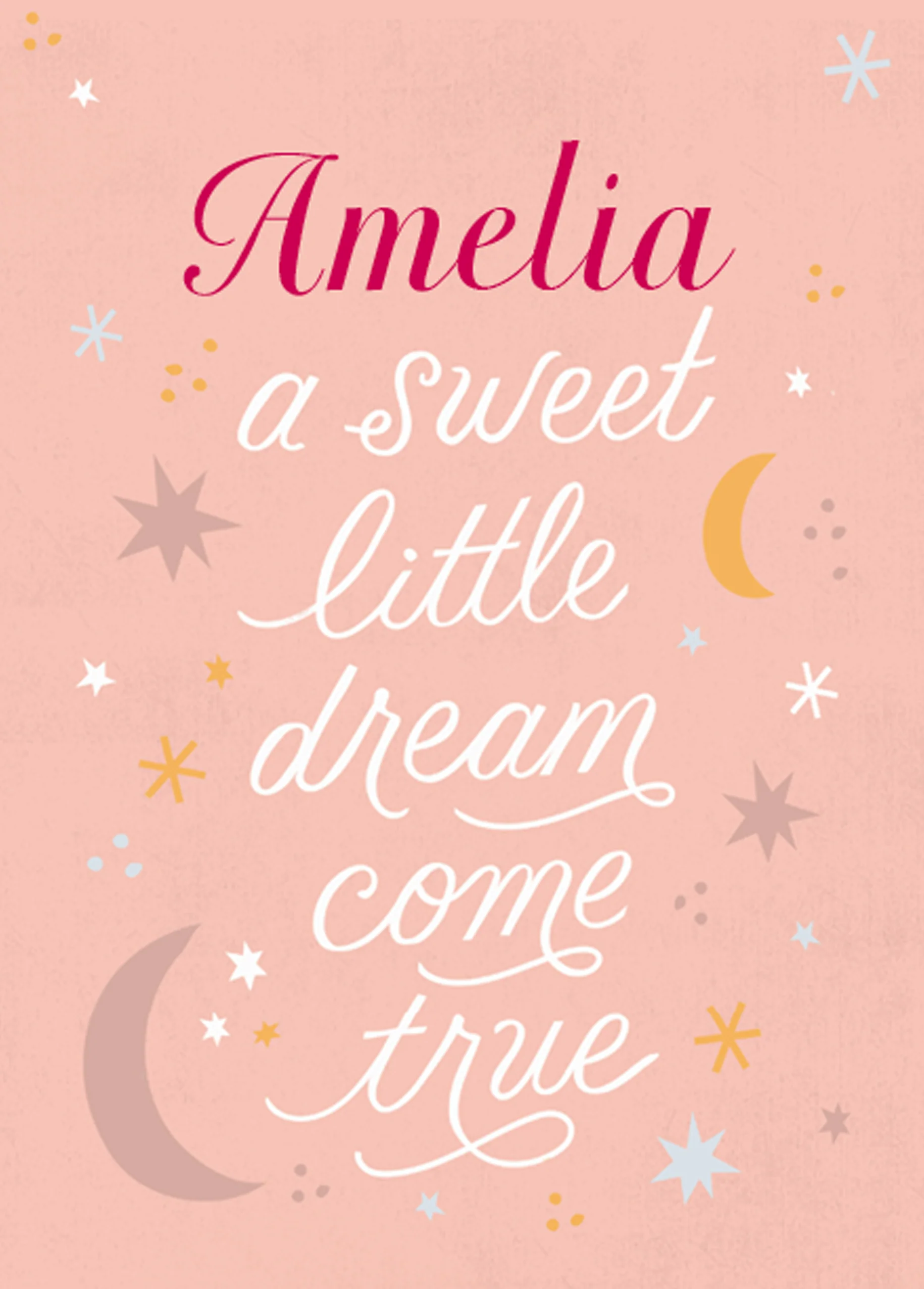 Personalised New Baby Girl Sweet Dreams Card