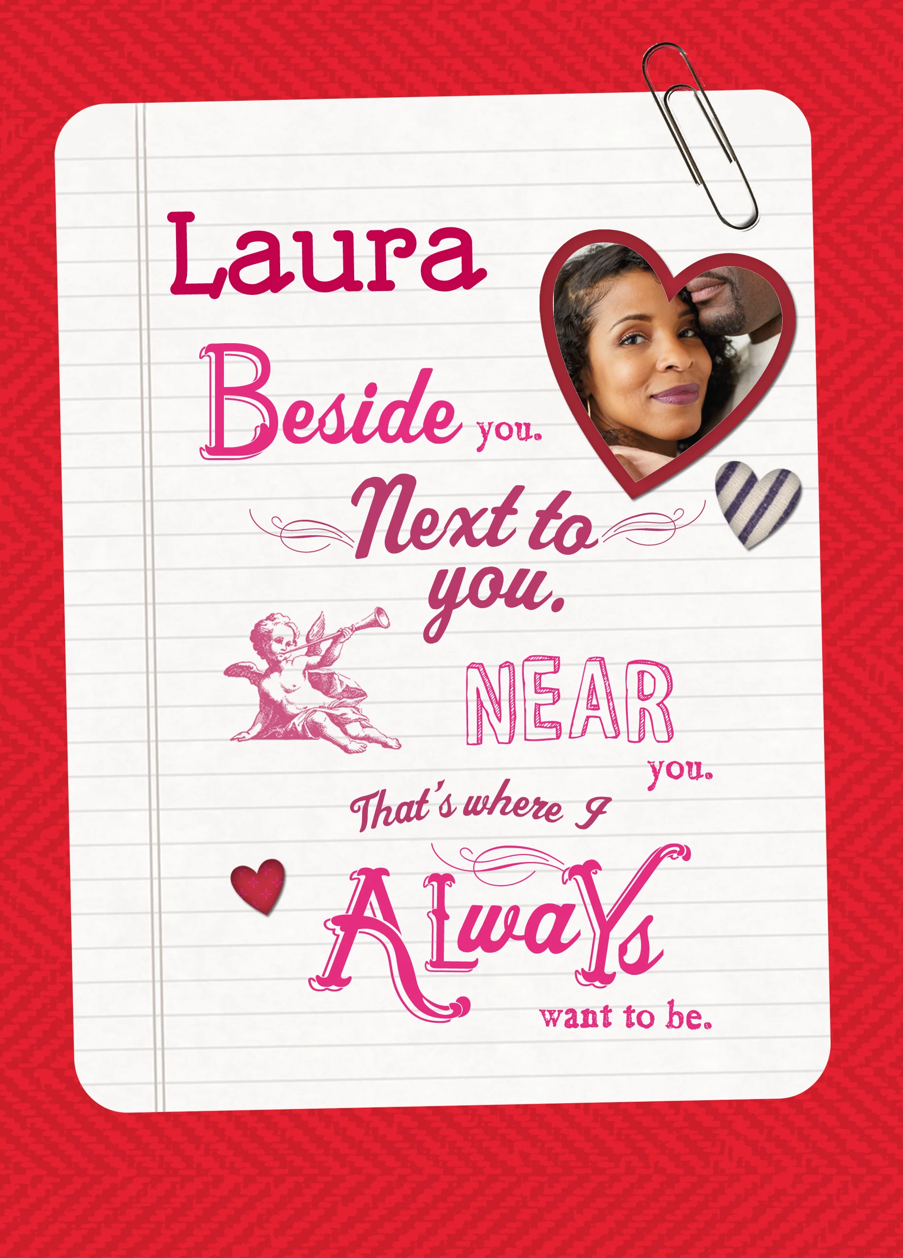 Personalised Next To You Love Hearts Valentine's Day Photo Upload Card