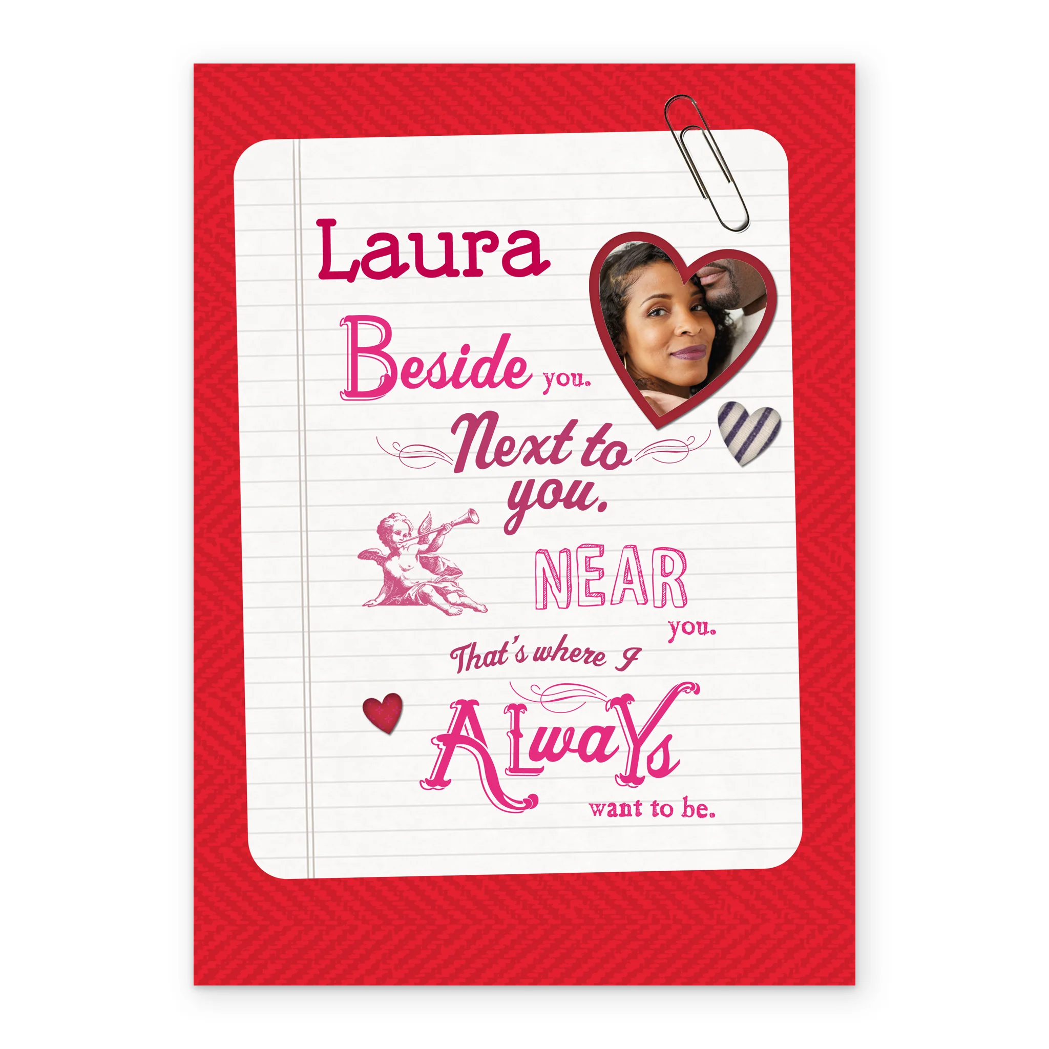 Personalised Next To You Love Hearts Valentine's Day Photo Upload Card - Image 2