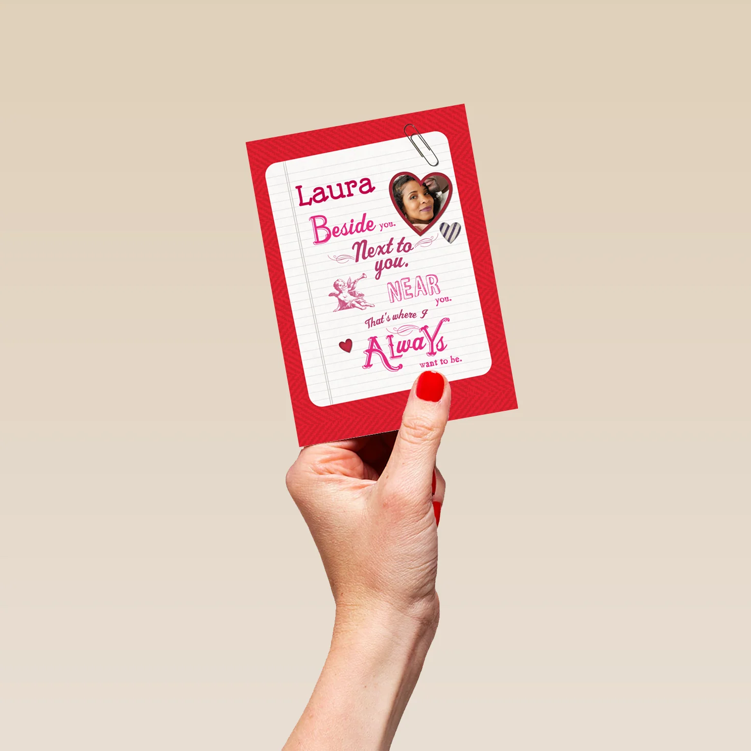 Personalised Next To You Love Hearts Valentine's Day Photo Upload Card - Image 4