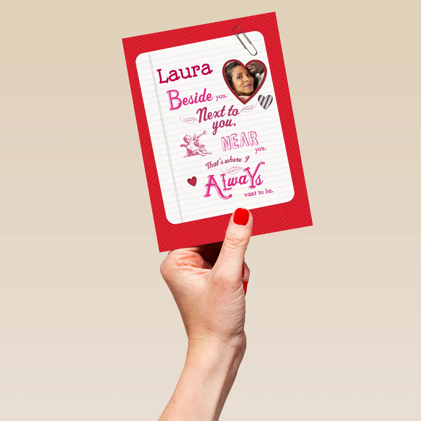 Personalised Next To You Love Hearts Valentine's Day Photo Upload Card - Image 5