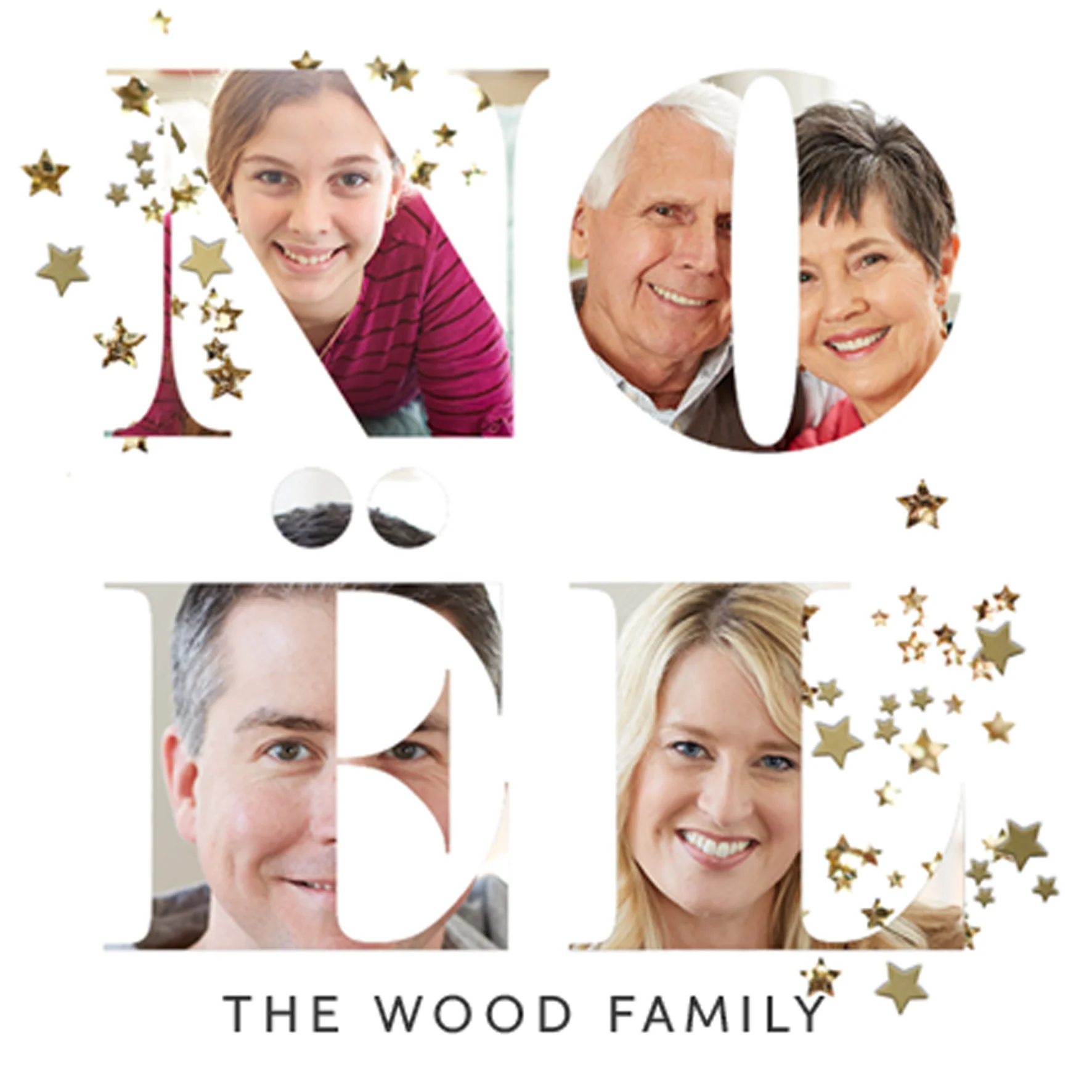 Personalised Noel Stars Photo Christmas Card
