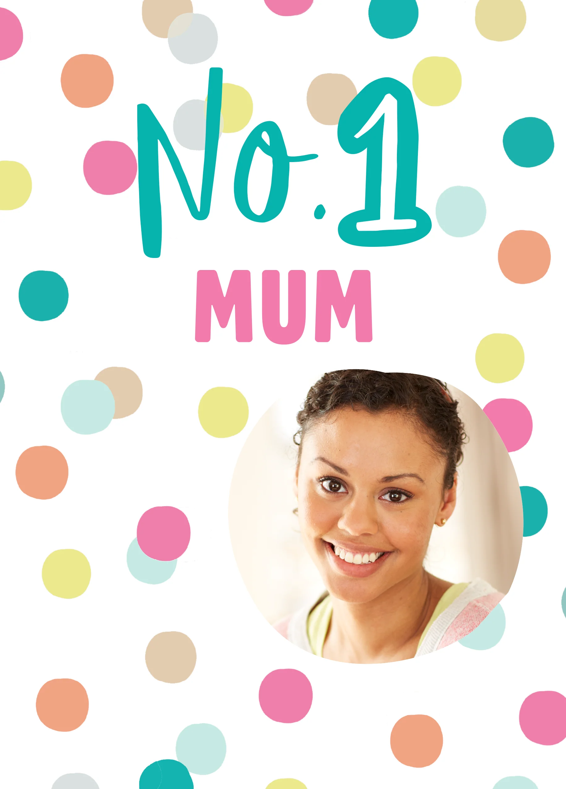 Personalised Number 1 Mum Polka Dot Mother's Day Photo Upload Card
