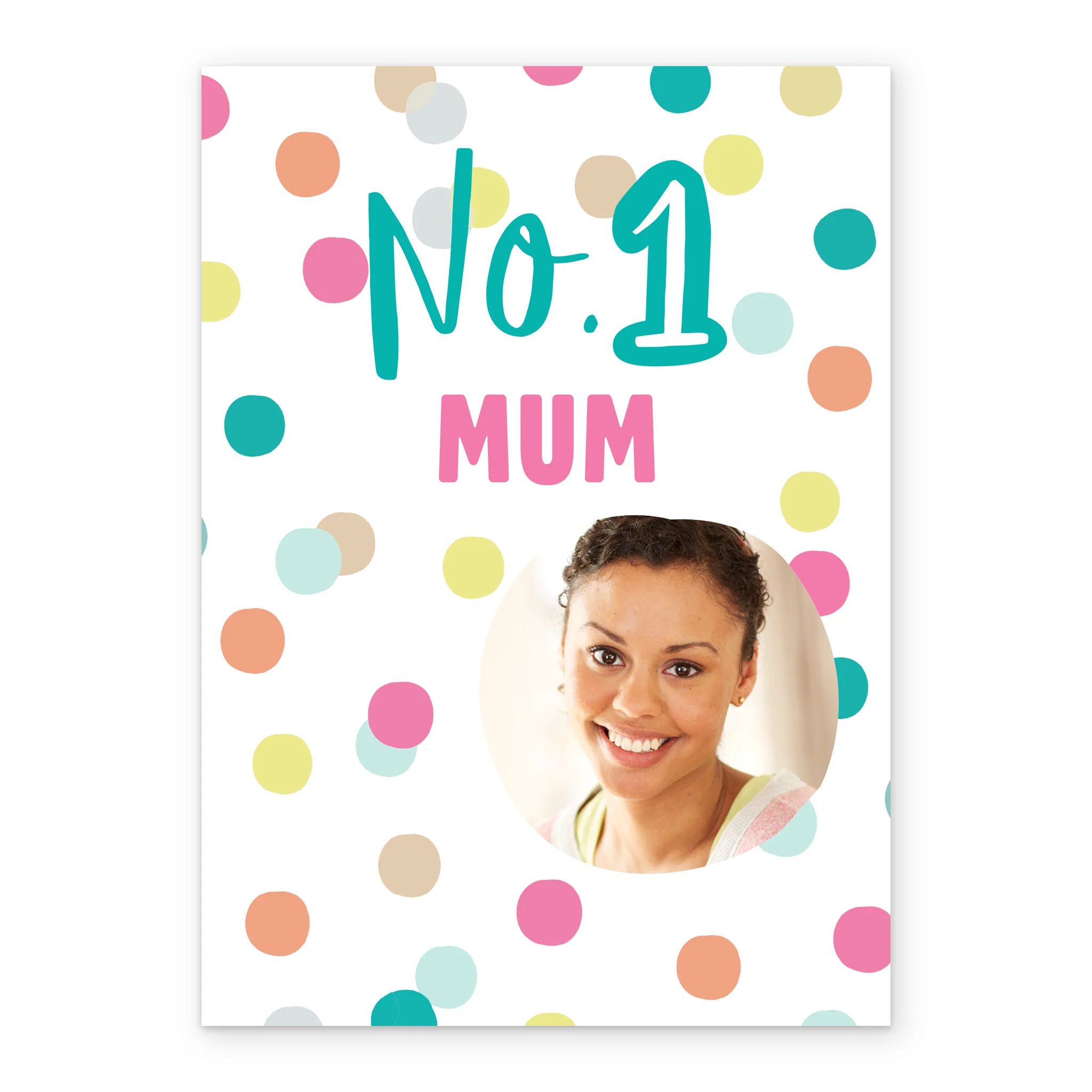 Personalised Number 1 Mum Polka Dot Mother's Day Photo Upload Card - Image 2