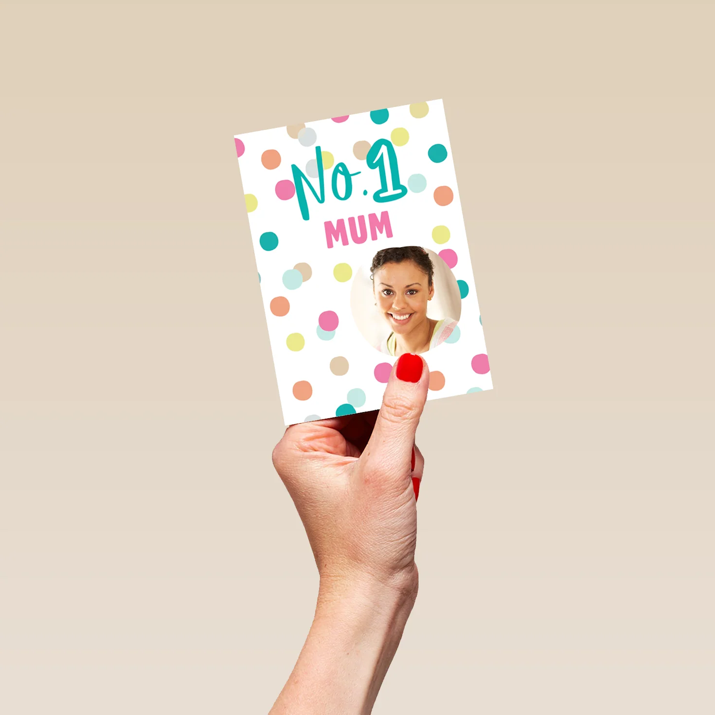 Personalised Number 1 Mum Polka Dot Mother's Day Photo Upload Card - Image 4