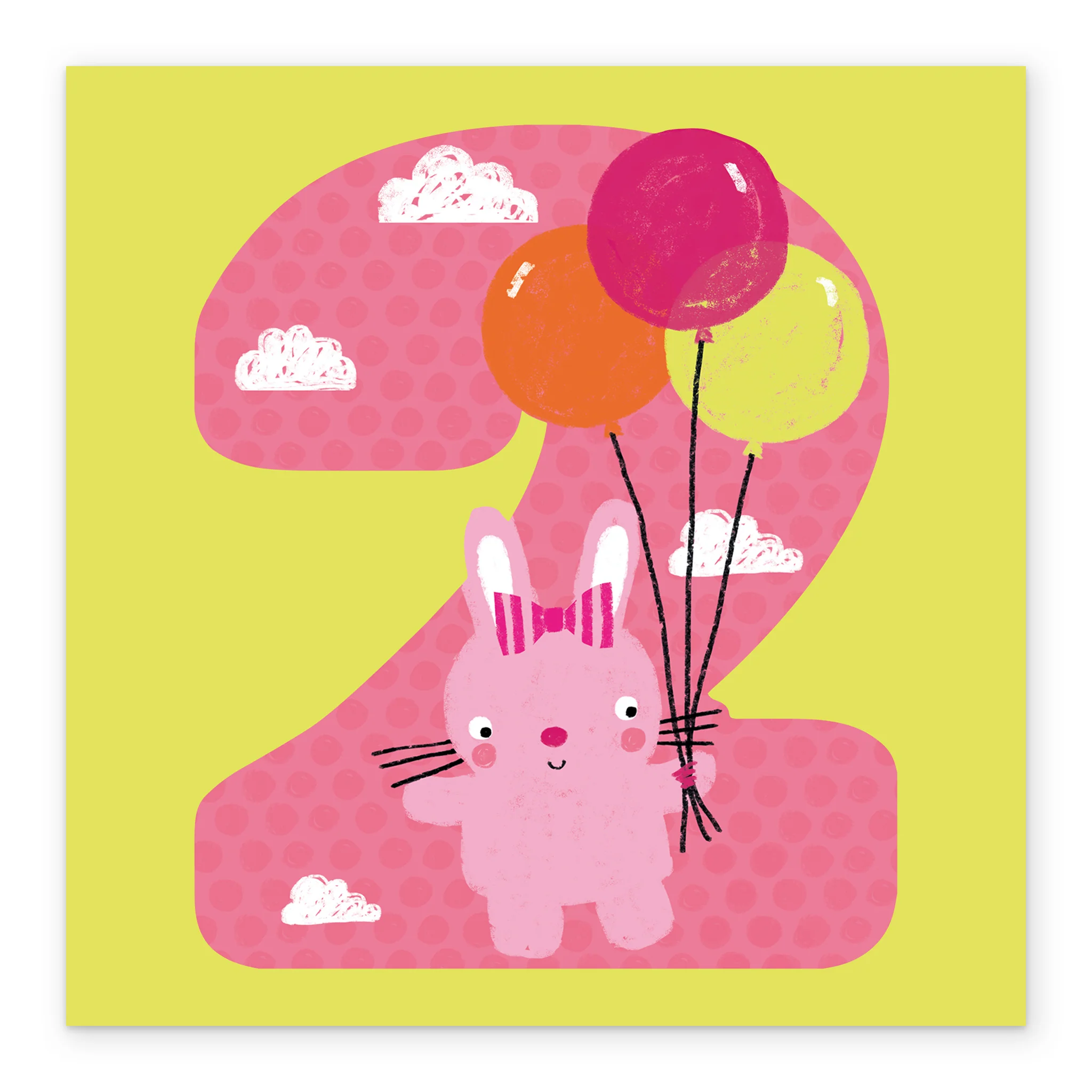 Personalised Number 2 Bunny And Balloons 2nd Birthday Card - Image 2