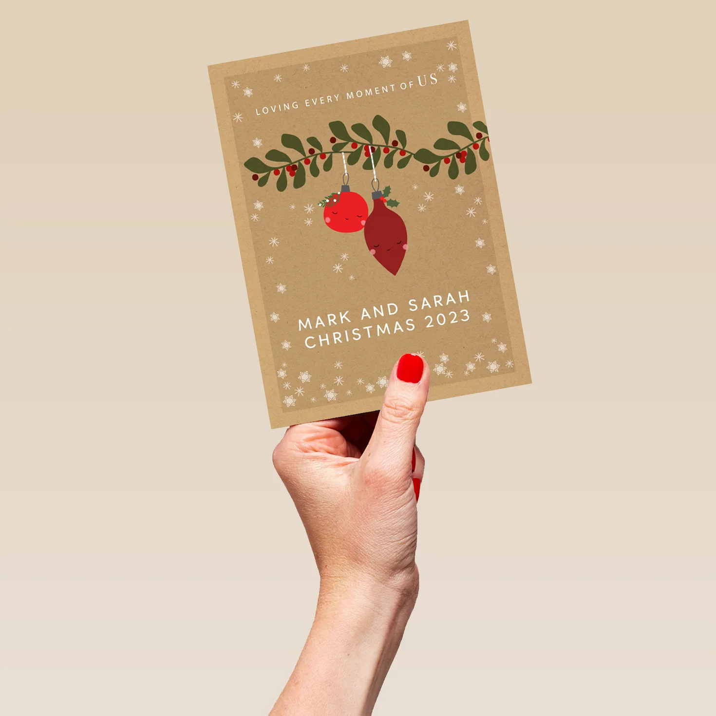 Personalised One I Love Baubles Foliage Christmas Card - Image 5