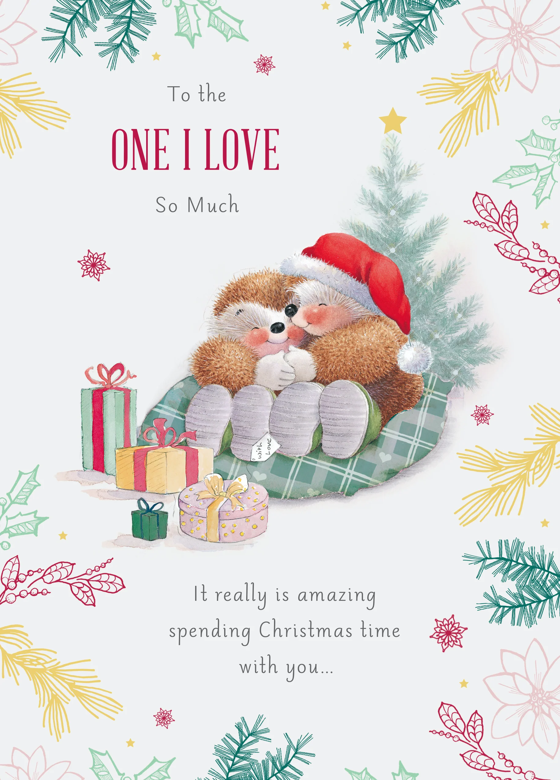 Personalised One I Love Country Companions Hedgehogs Christmas Card