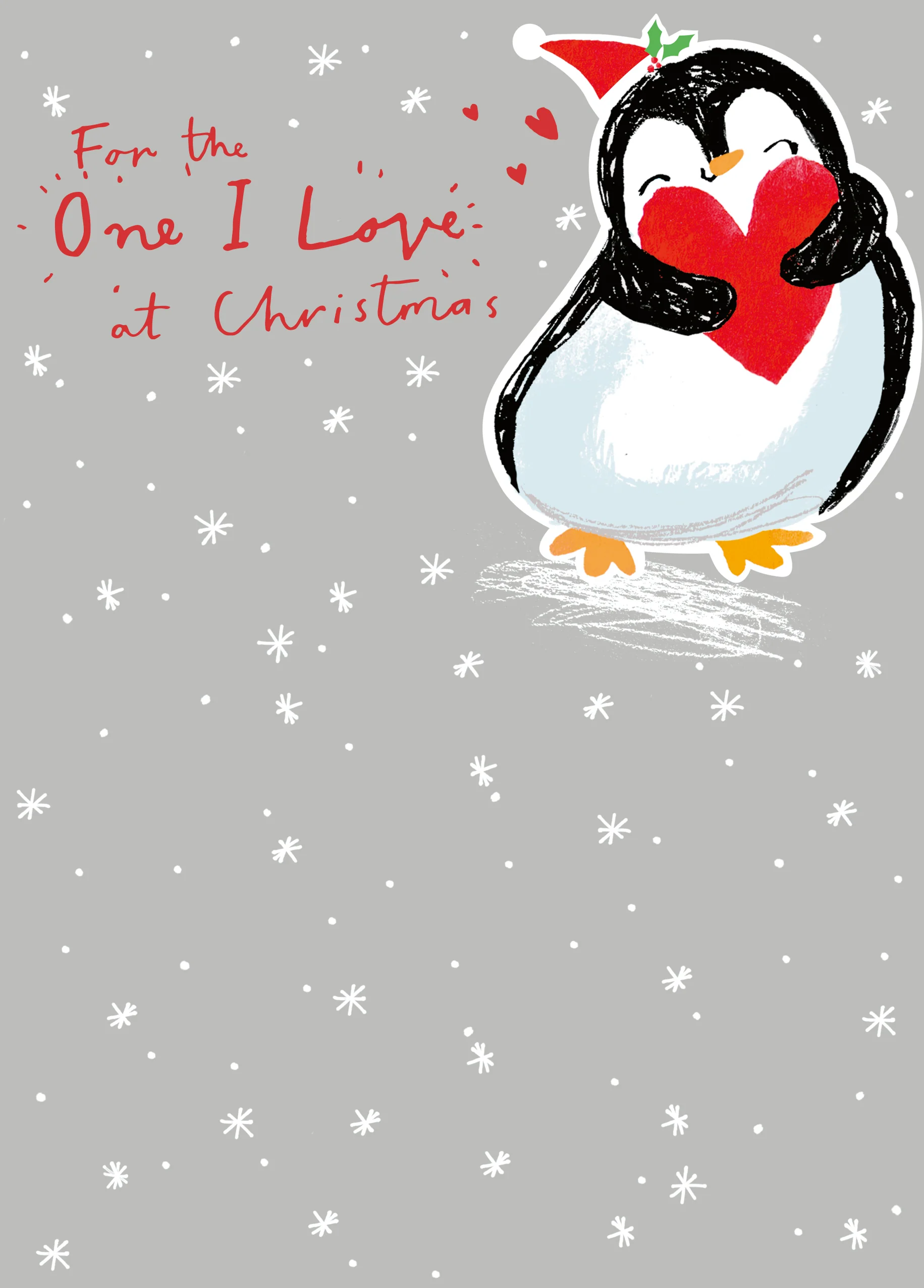 Personalised One I Love Cute Penguin Christmas Card